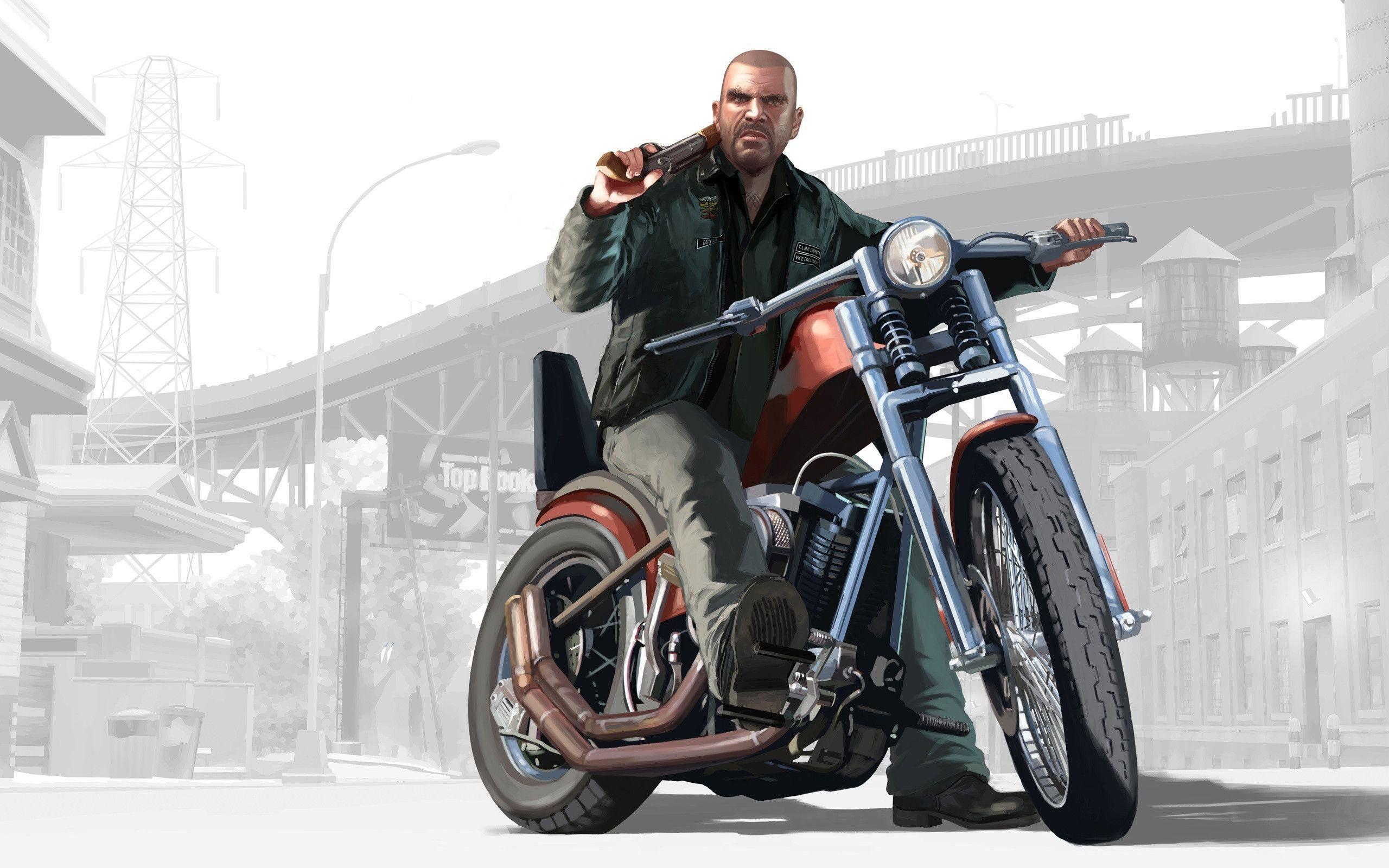 Niko Bellic con moto GTA 4, 2560x1600 WQXGA, Laptop