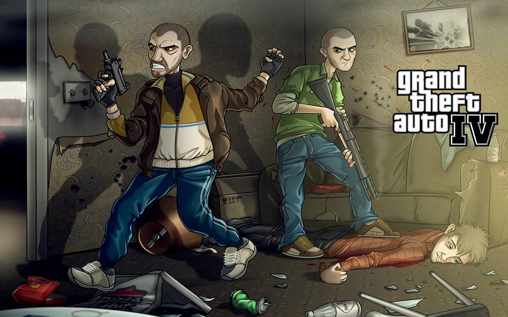 Grand Theft Auto IV personaggi armati, 1680x1050 HD Ready, Desktop