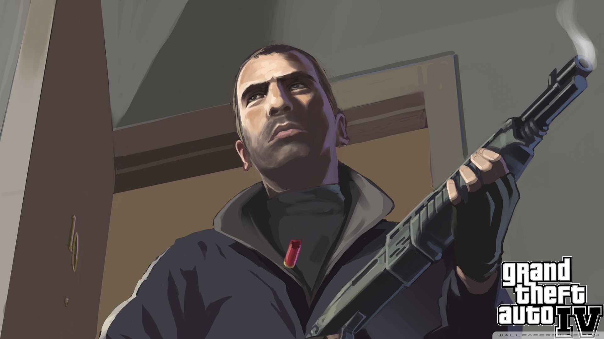 Niko Bellic con arma, GTA IV, 1920x1080 Full HD 1080p, PC Desktop