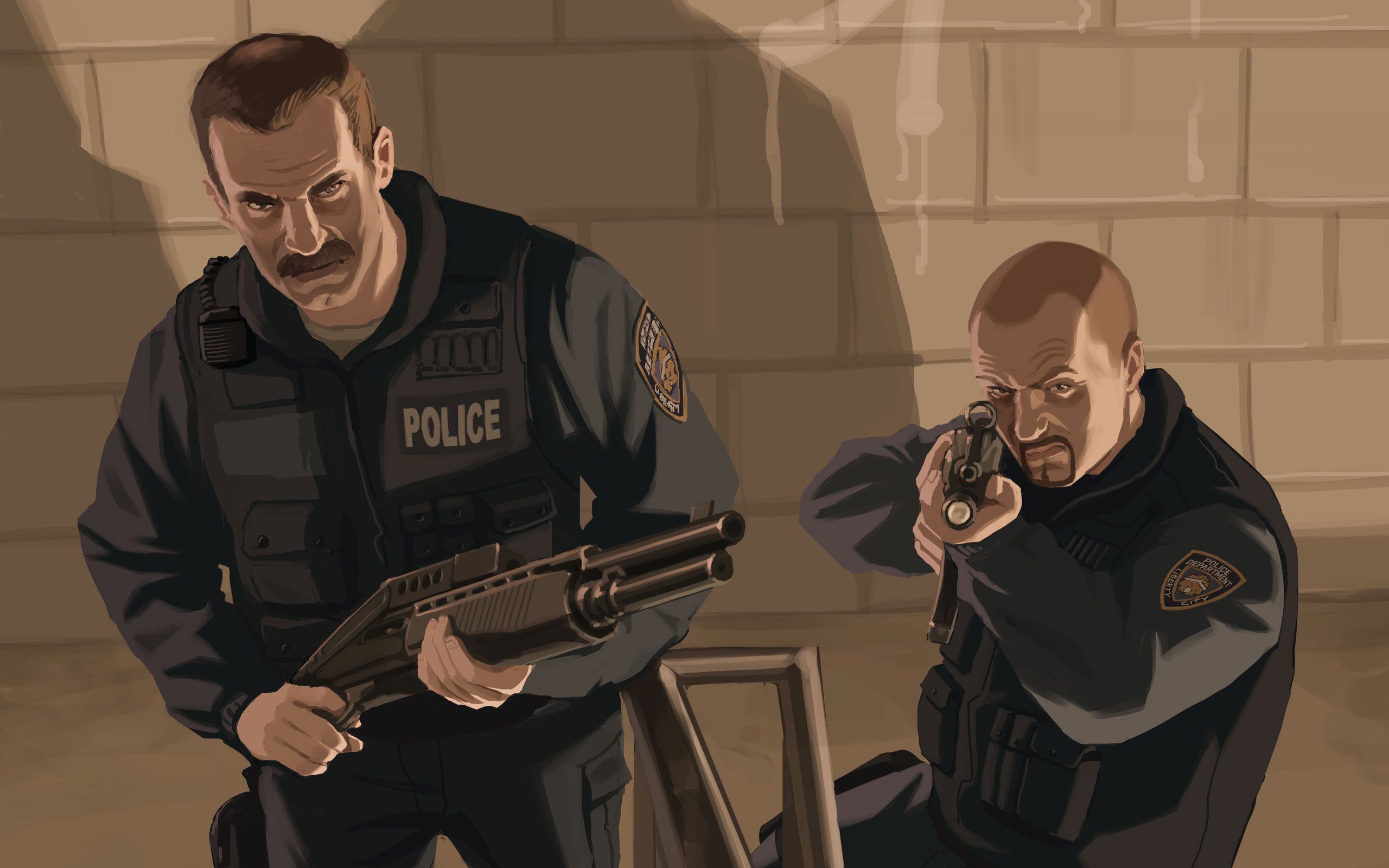 Poliziotti GTA IV con armi, 2560x1600 2K+, PC