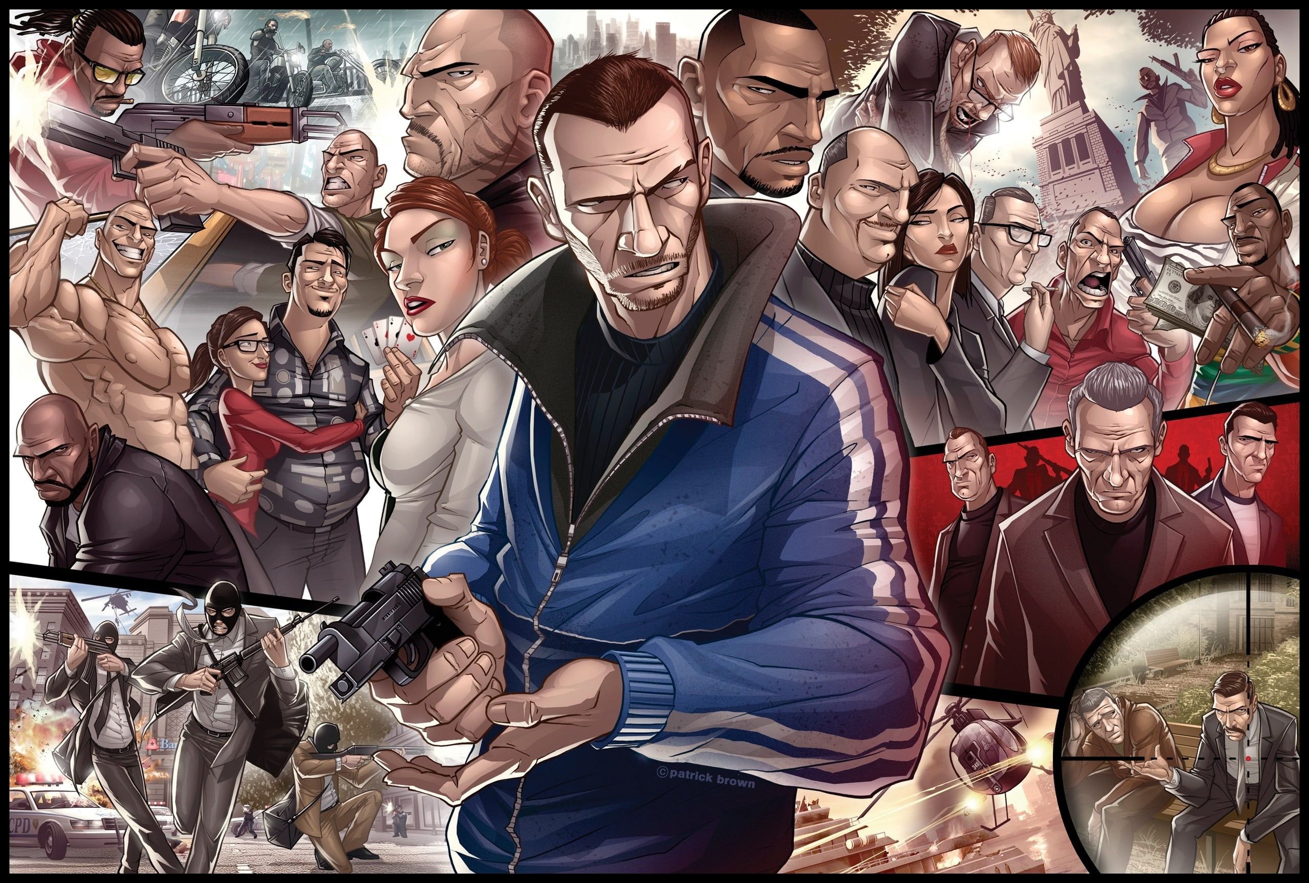 Niko Bellic, GTA IV artwork, 2560x1728 2K, Monitor Gaming