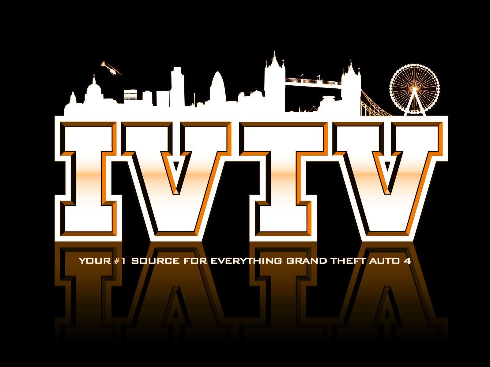 Logo GTA IV skyline nero, 1600x1200 HD, Desktop