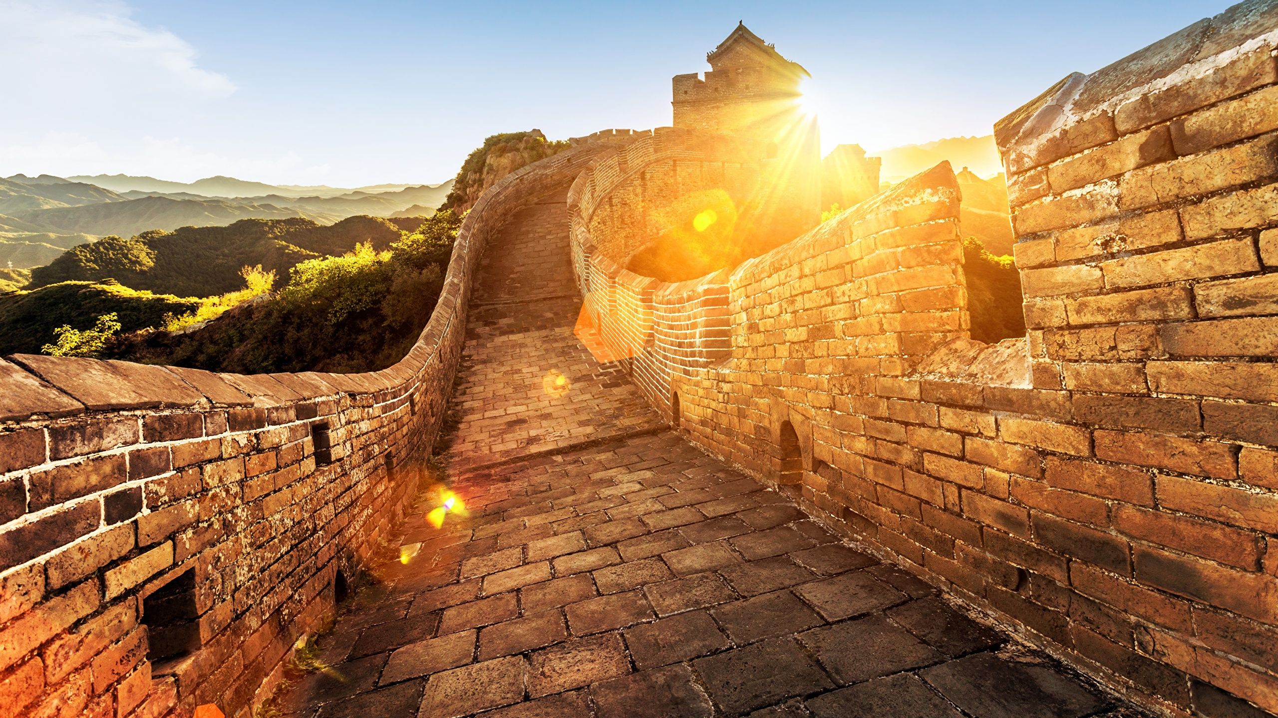 Grande Muraglia Cinese al tramonto, 2560x1440 2K, Desktop