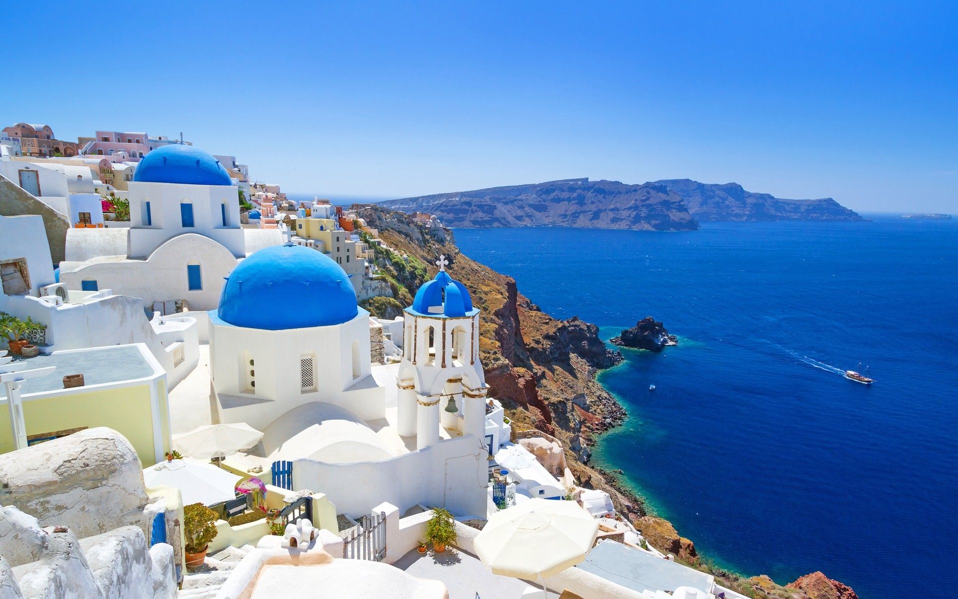 Santorini Grecia cupole blu, 1920x1200 Full HD+ WUXGA, Laptop