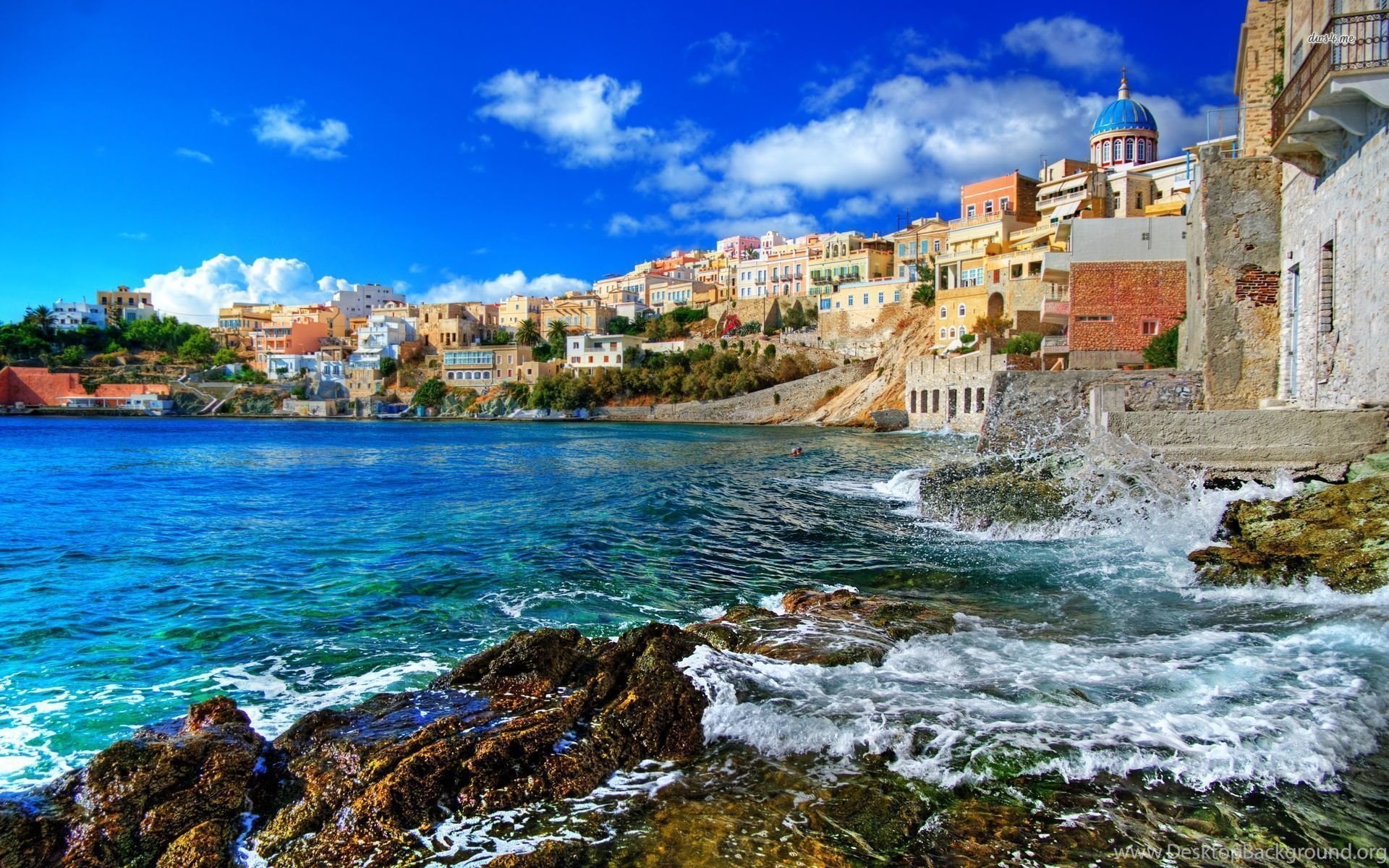 Villaggio costiero greco sul mare, 1920x1200 Full HD+ WUXGA, Desktop