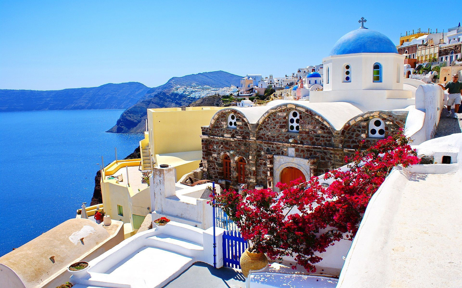 Santorini case bianche cupola blu, 1920x1200 Full HD+, Desktop