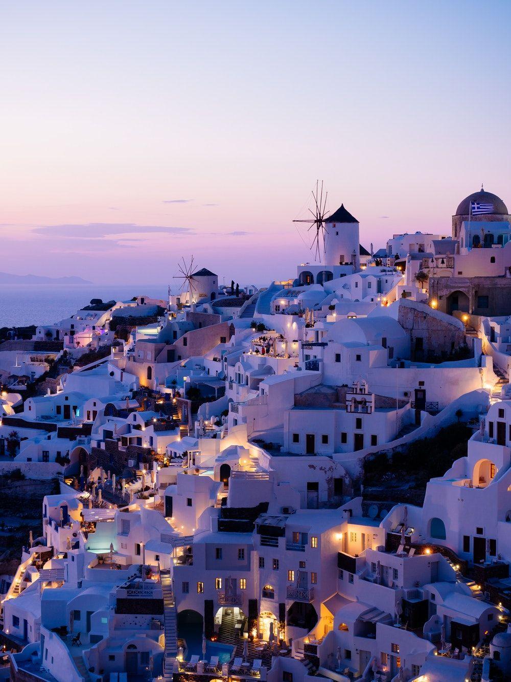 Santorini case bianche al tramonto, 1000x1333 Full HD Verticale, Smartphone