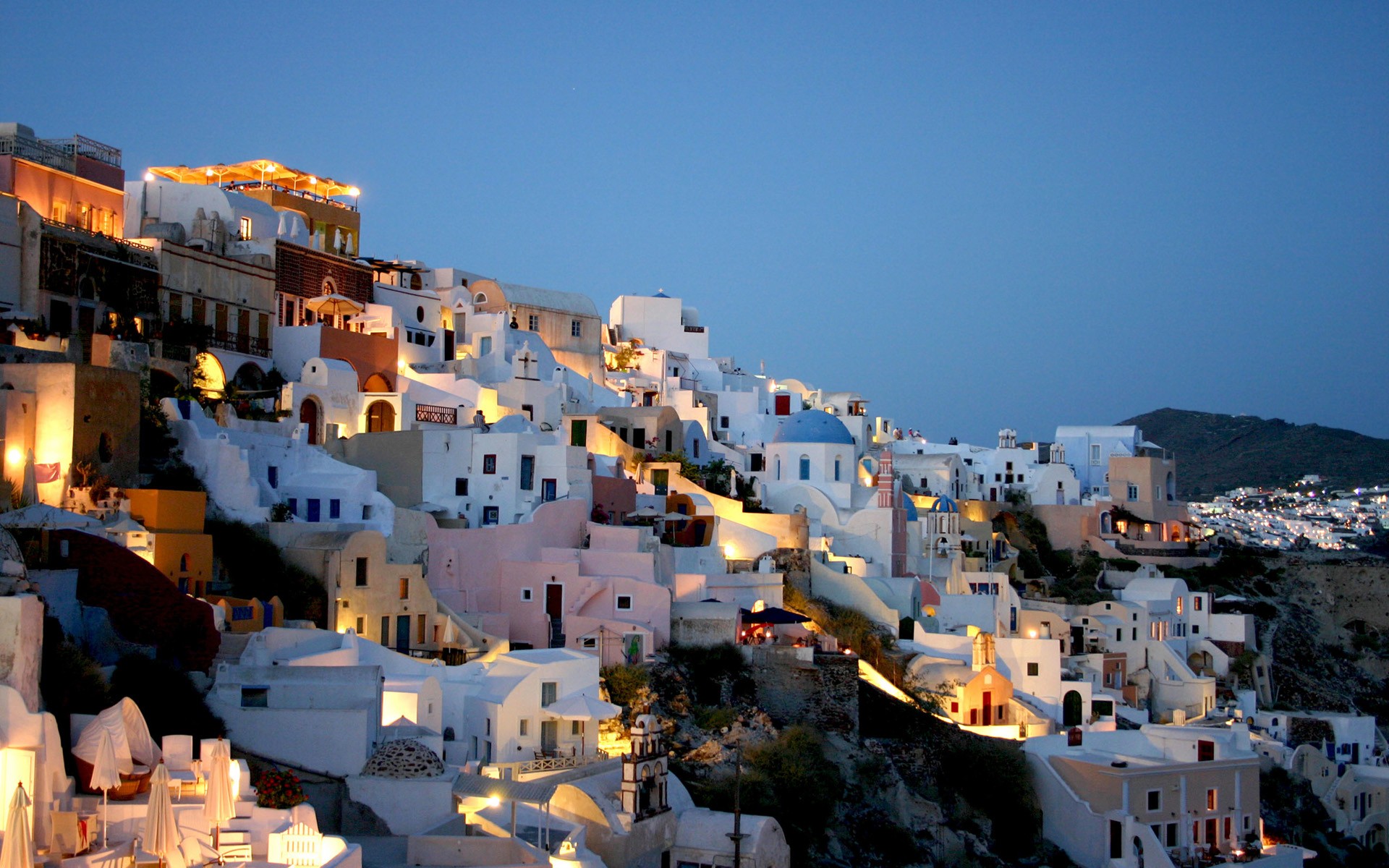 Case bianche Santorini al crepuscolo, 1920x1200 Full HD+ WUXGA, Desktop
