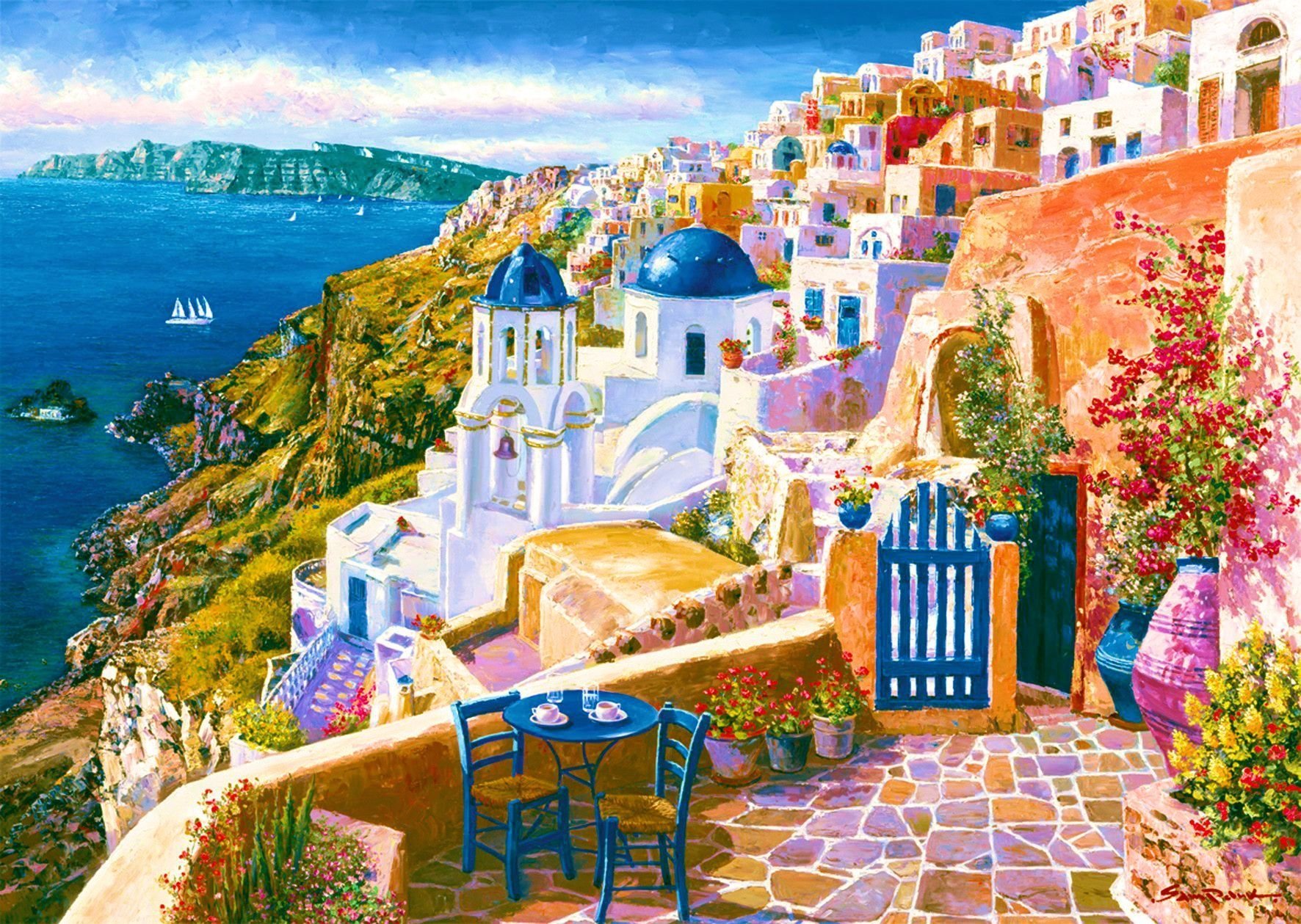 Santorini case bianche blu, 1772x1259 900p, Desktop