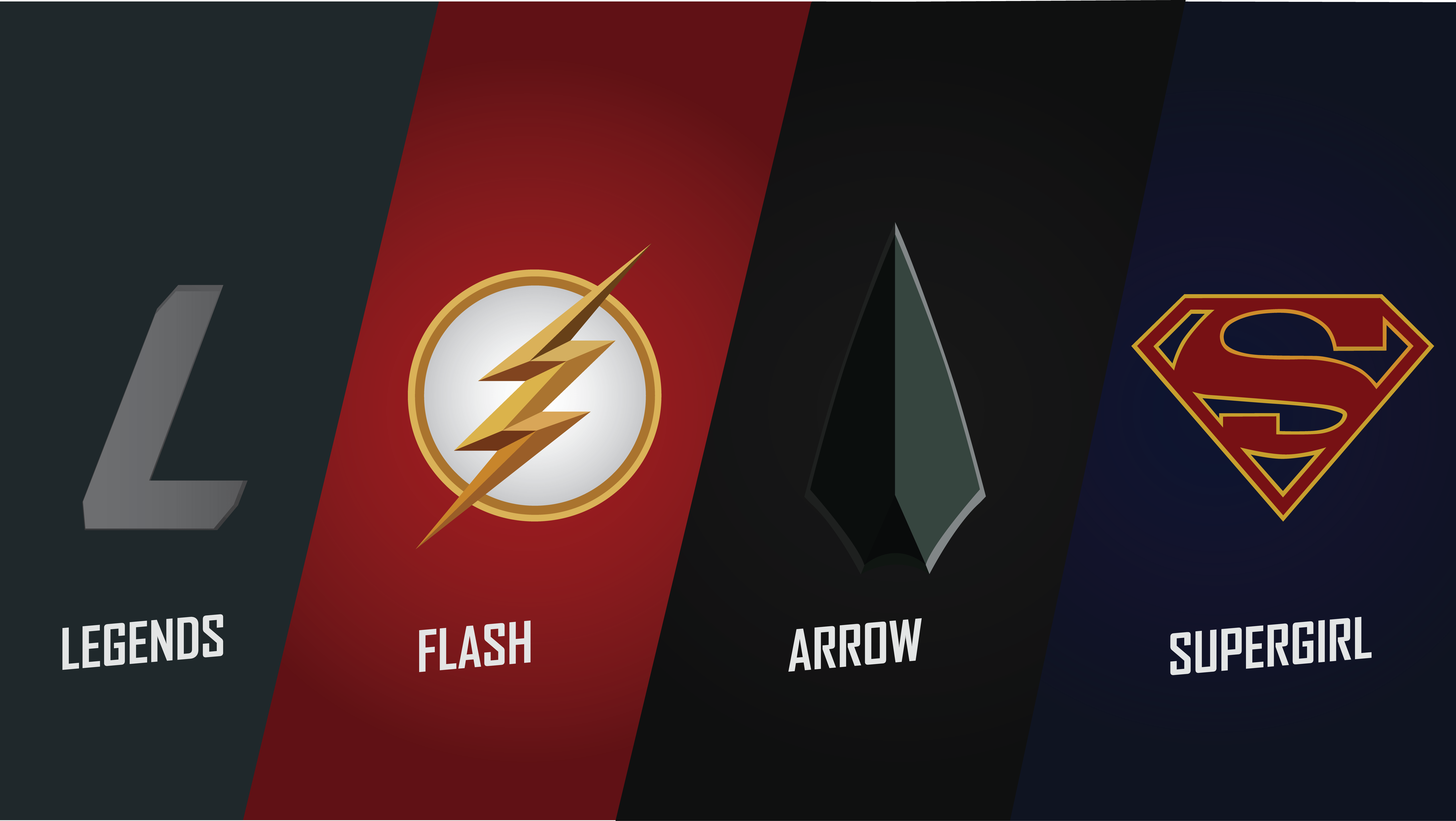 Loghi Legends Flash Arrow Supergirl, 8000x4513 UHD, PC 4K