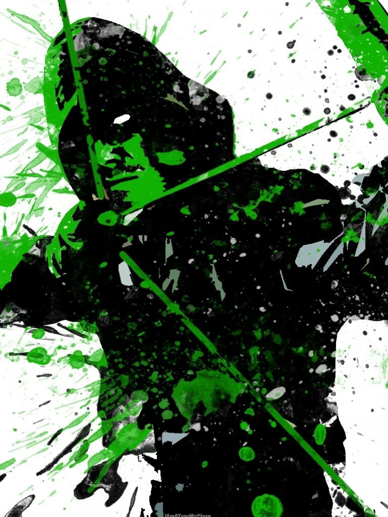 Green Arrow con arco, splatter, 768x1024 Verticale, Telefono
