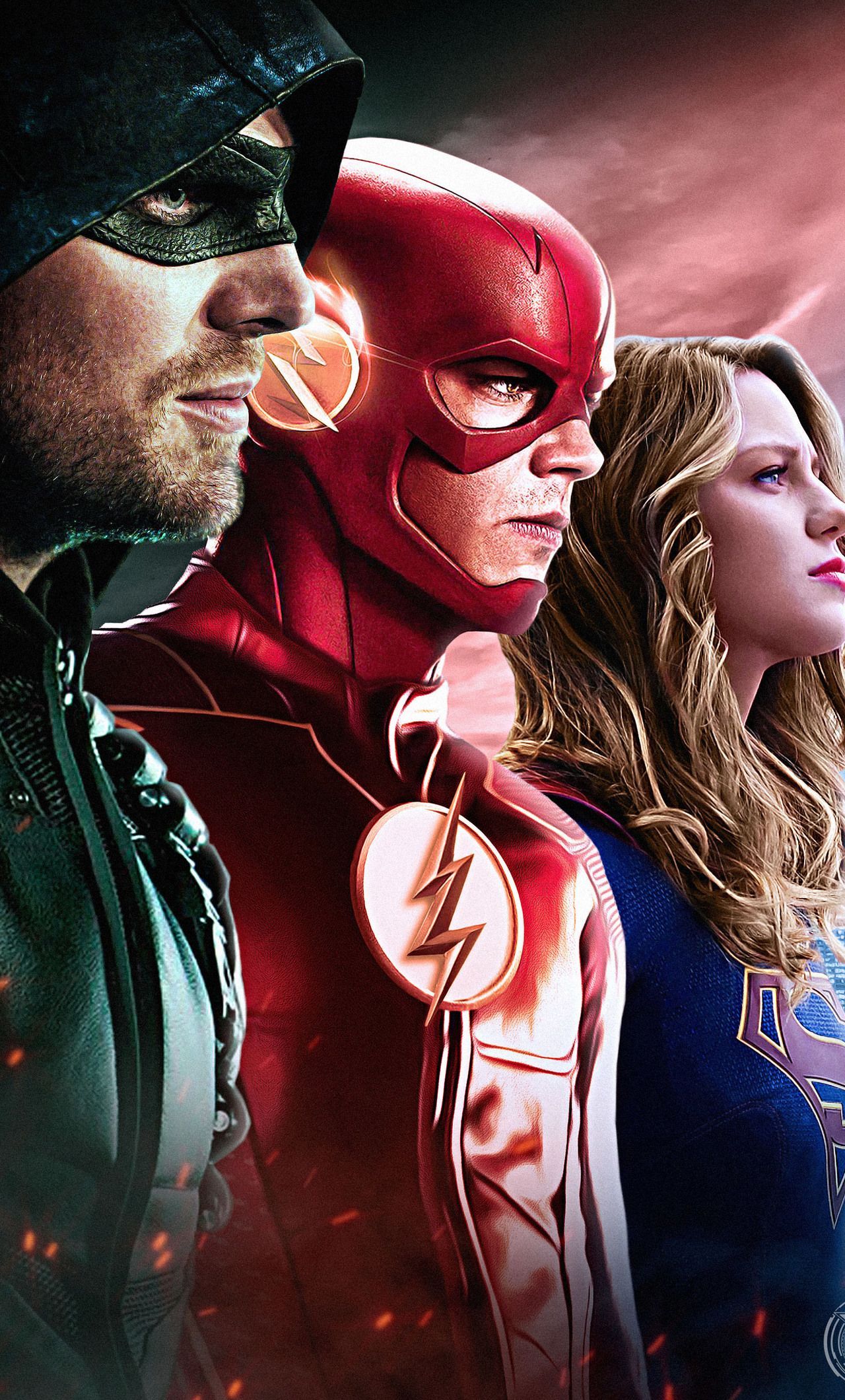 Green Arrow, Flash e Supergirl, 1280x2120 Full HD Verticale, Realme