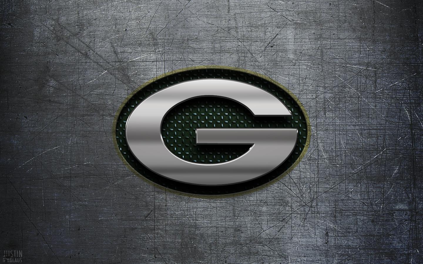 Logo Green Bay Packers metallico, football americano, 1440x900 HD, Desktop