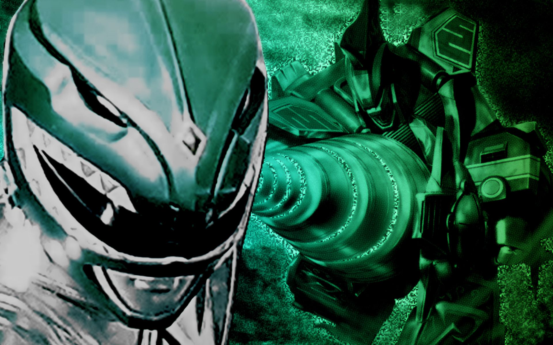 Green Ranger casco e robot, 1920x1200 Full HD+, Desktop