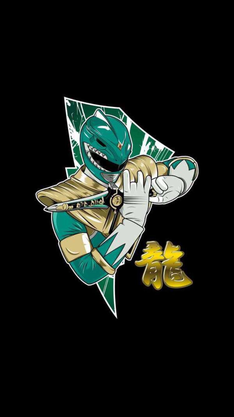 Green Ranger Power Rangers sfondo nero, 750x1334 Verticale, Mobile