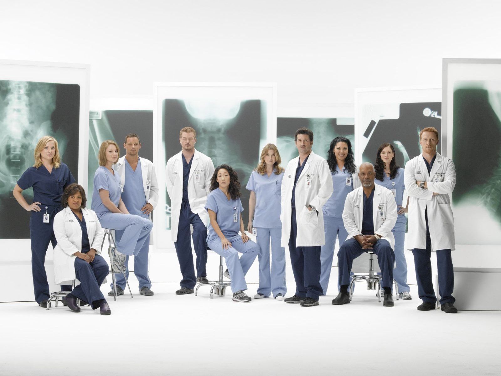 Cast Grey's Anatomy in camici, Shonda Rhimes, 1600x1200 HD, Monitor Gaming