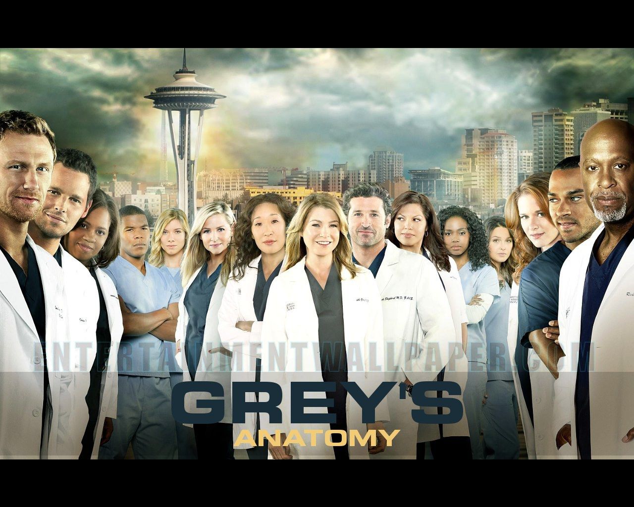 Cast Grey's Anatomy bianco e nero, 1920x1200 Full HD+, Desktop