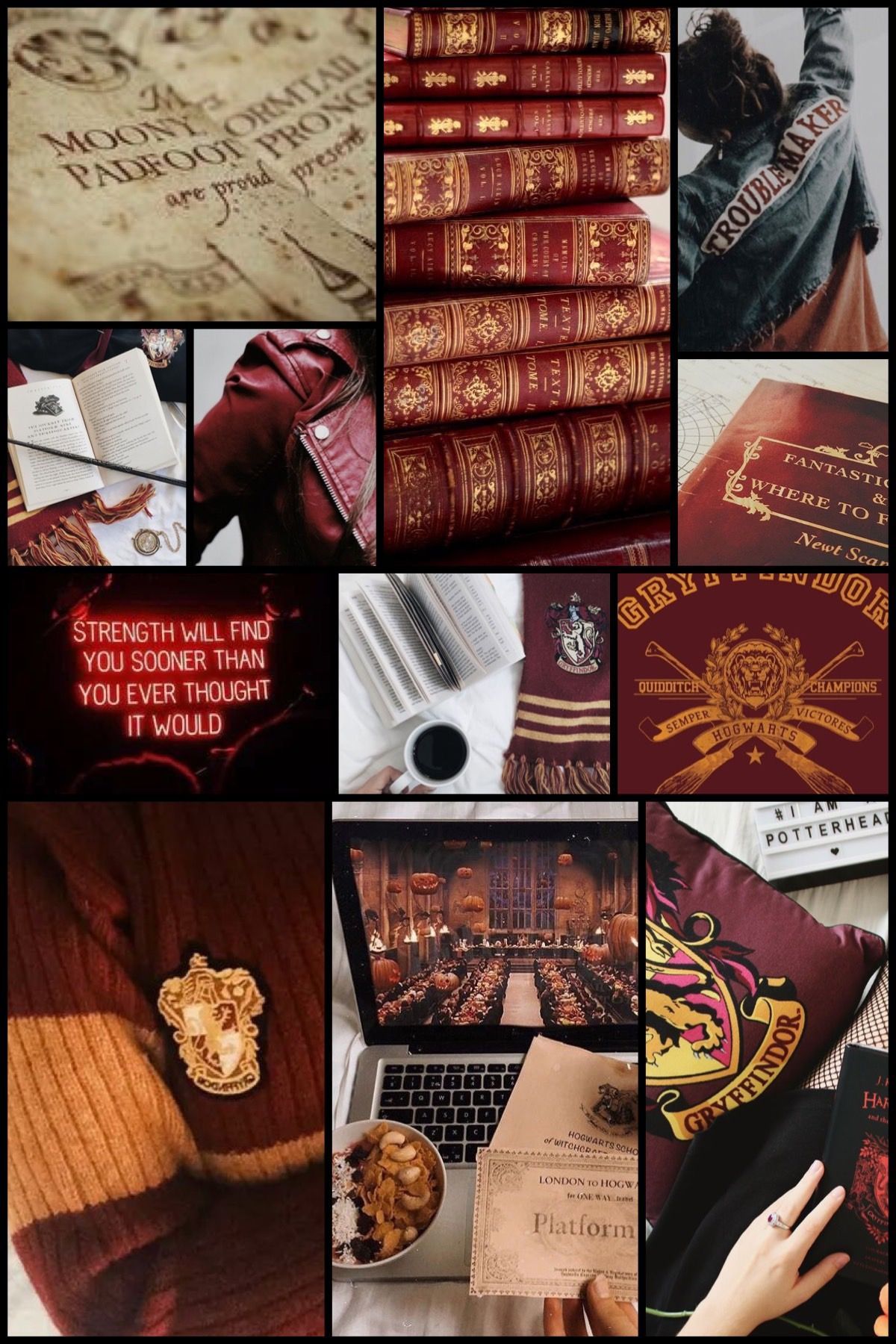 Collage Grifondoro Harry Potter bordeaux, mondo magico, 1200x1800 Full HD Verticale, iPhone Pro