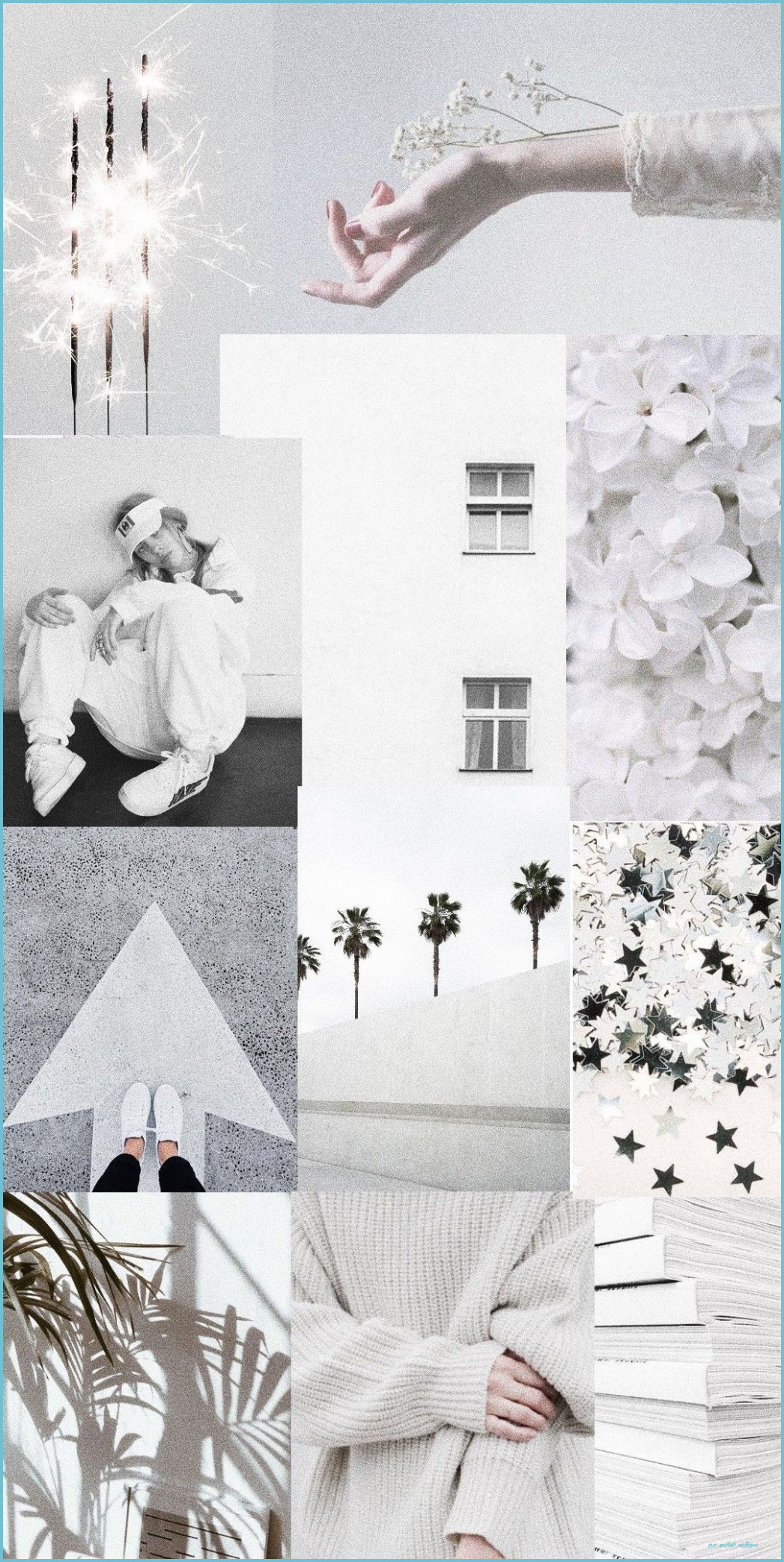 Collage estetico bianco grigio, 1047x2085 Full HD Verticale, iPhone