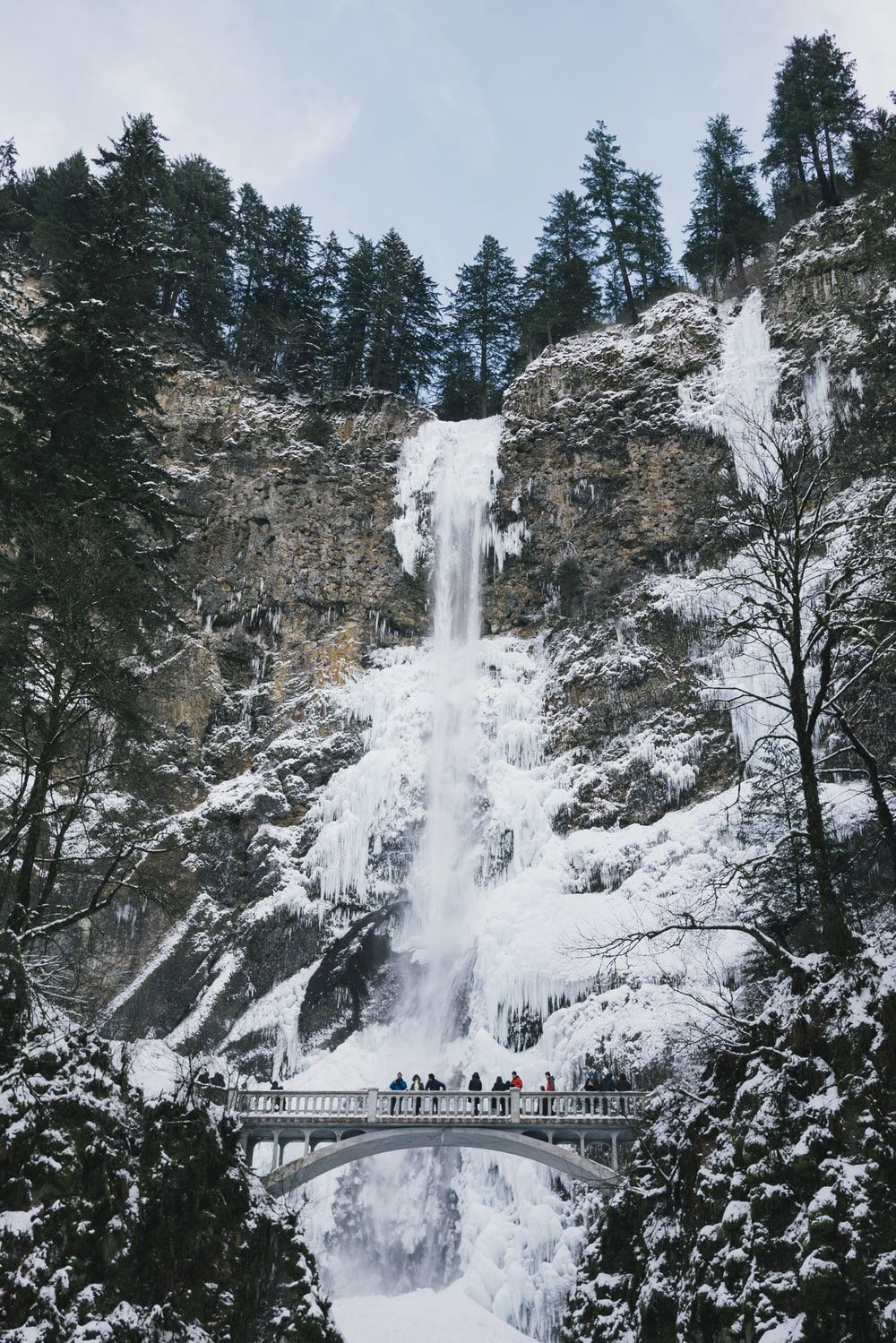 Cascata ghiacciata montagna innevata, 1000x1499 Verticale, Telefono