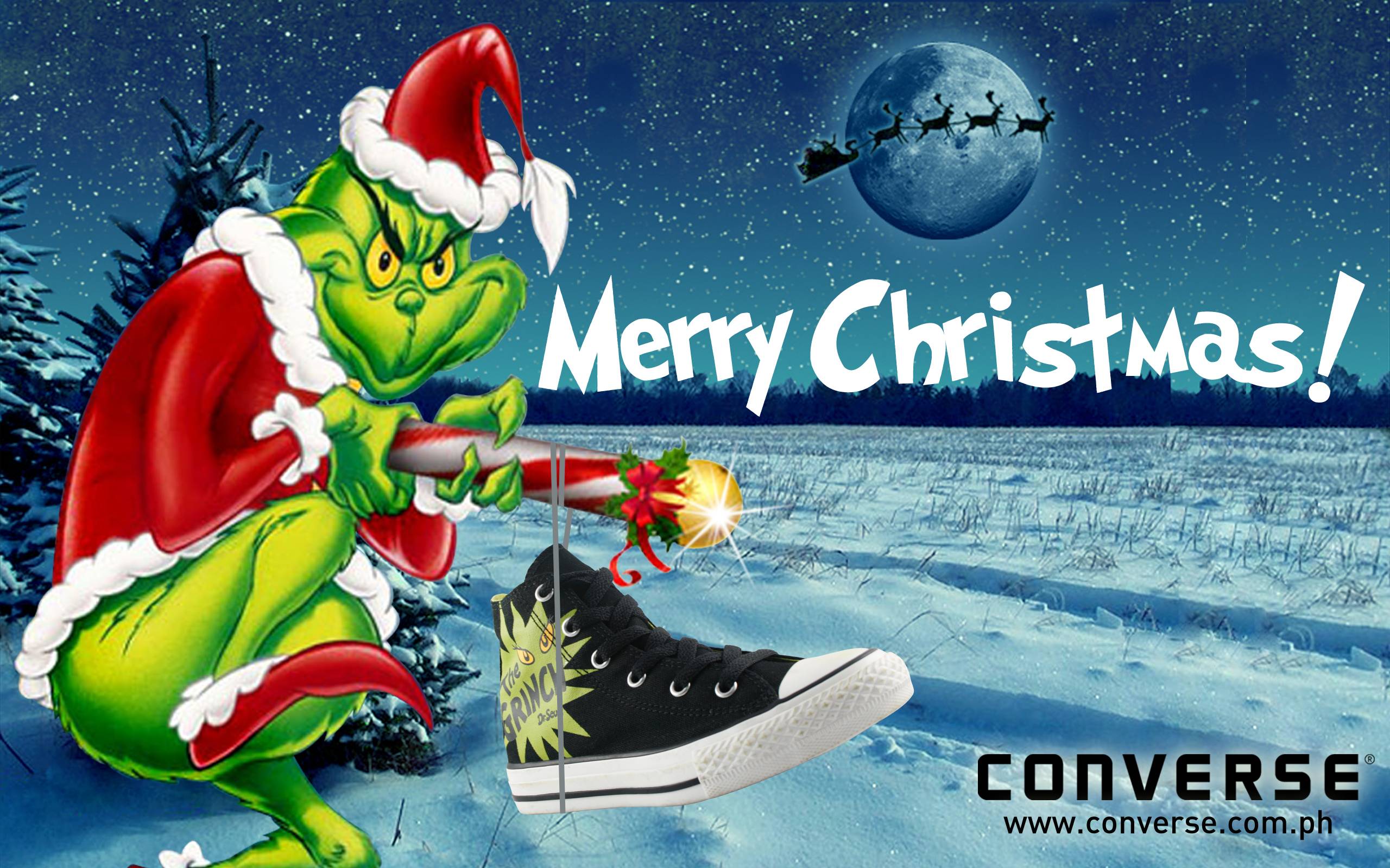 Grinch con scarpa Converse natalizia, 2560x1600 2K, MacBook Pro