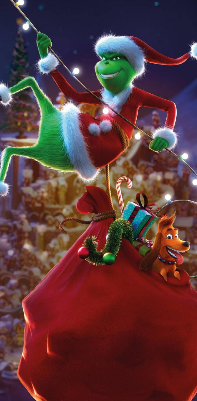 Grinch con luci natalizie, 630x1280 Full HD Verticale, Smartphone