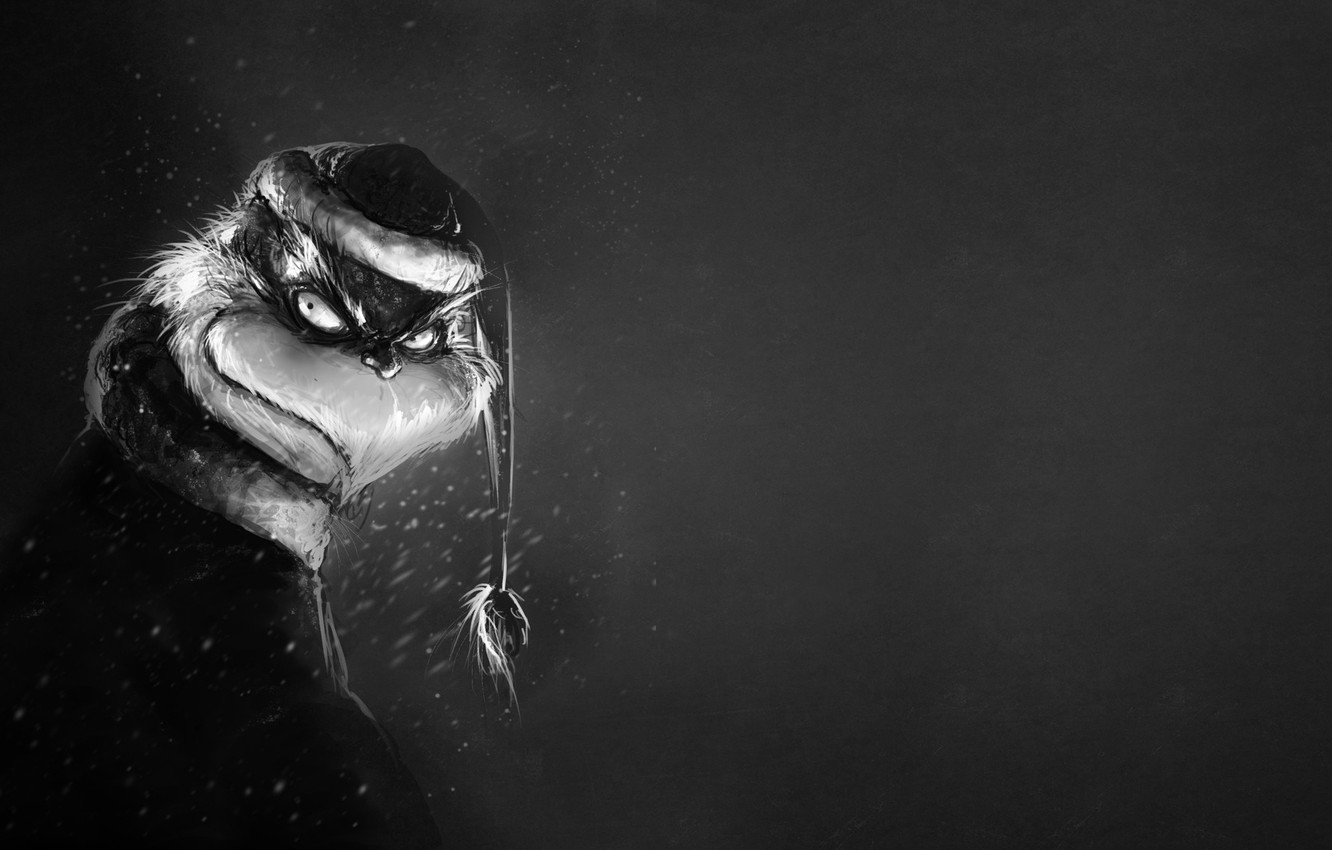 Grinch bianco e nero cupo, 1332x850 HD, Desktop