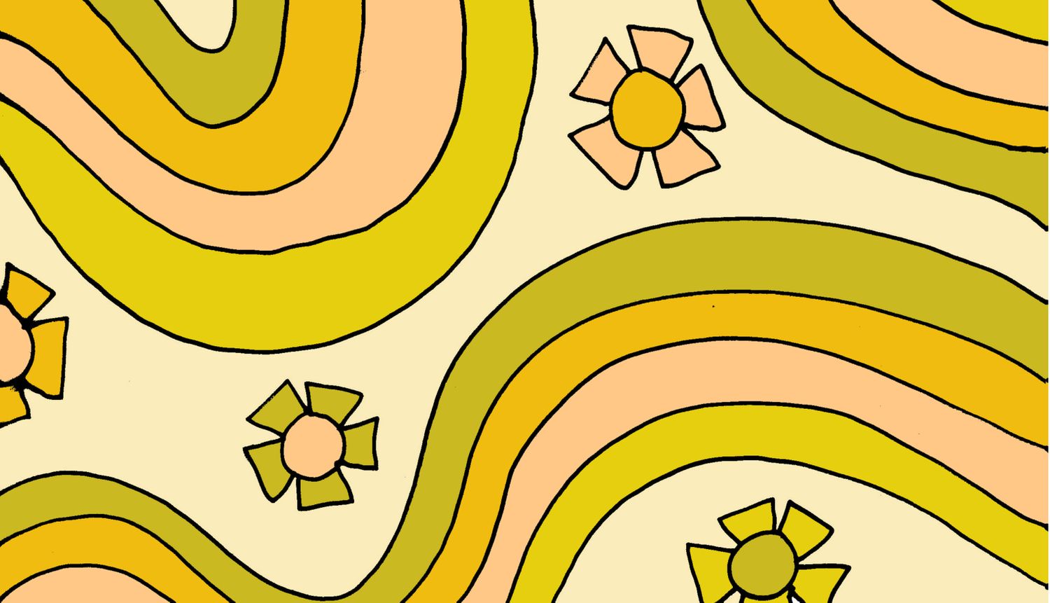Fiori e onde groovy retrò, 1500x861 HD, Lenovo Legion