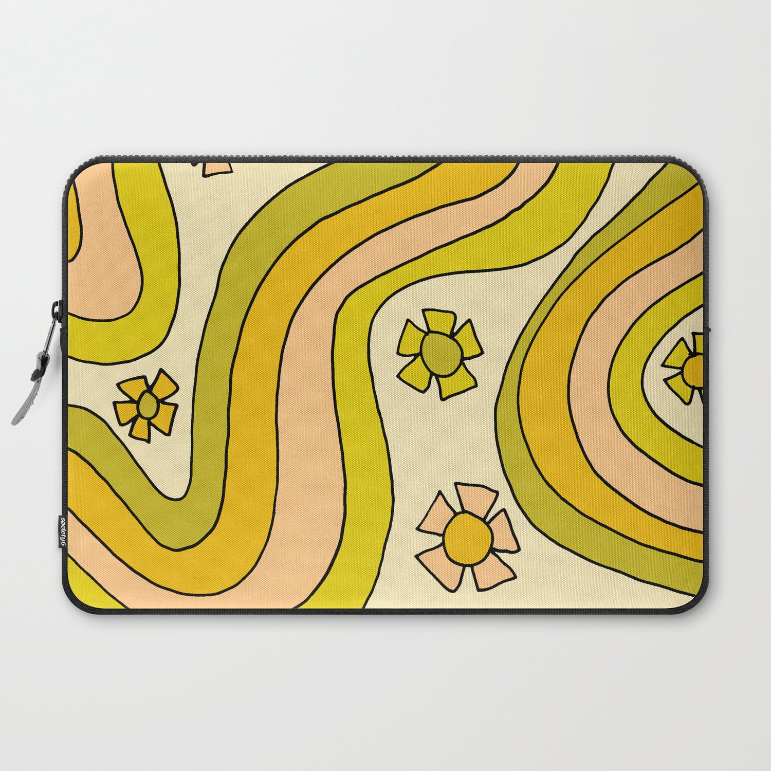 Onde groovy fiori giallo senape, 1500x1500 HD, MacBook Pro