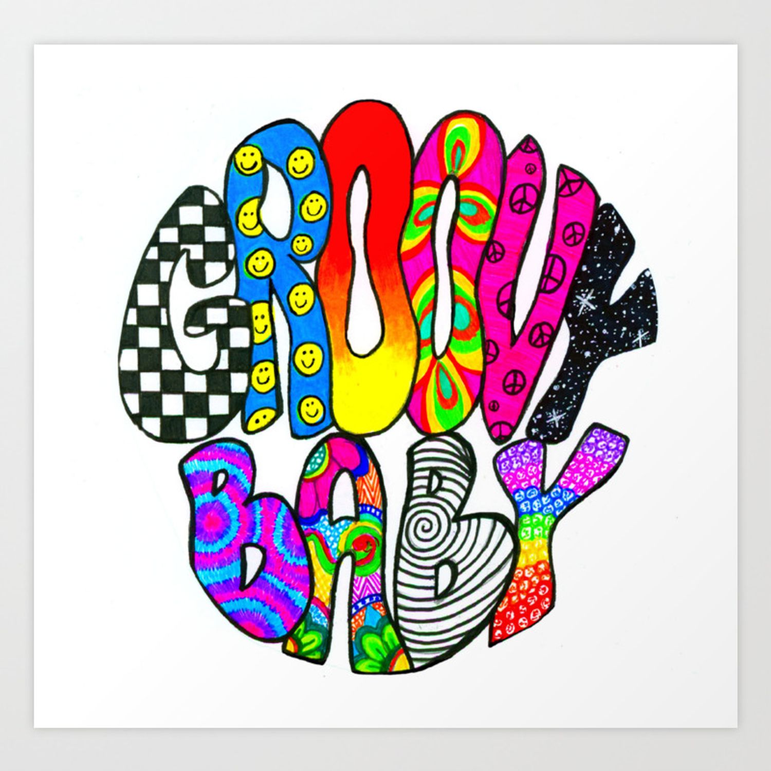 Scritta Groovy Baby colorata, 1500x1500 720p, HP Laptop