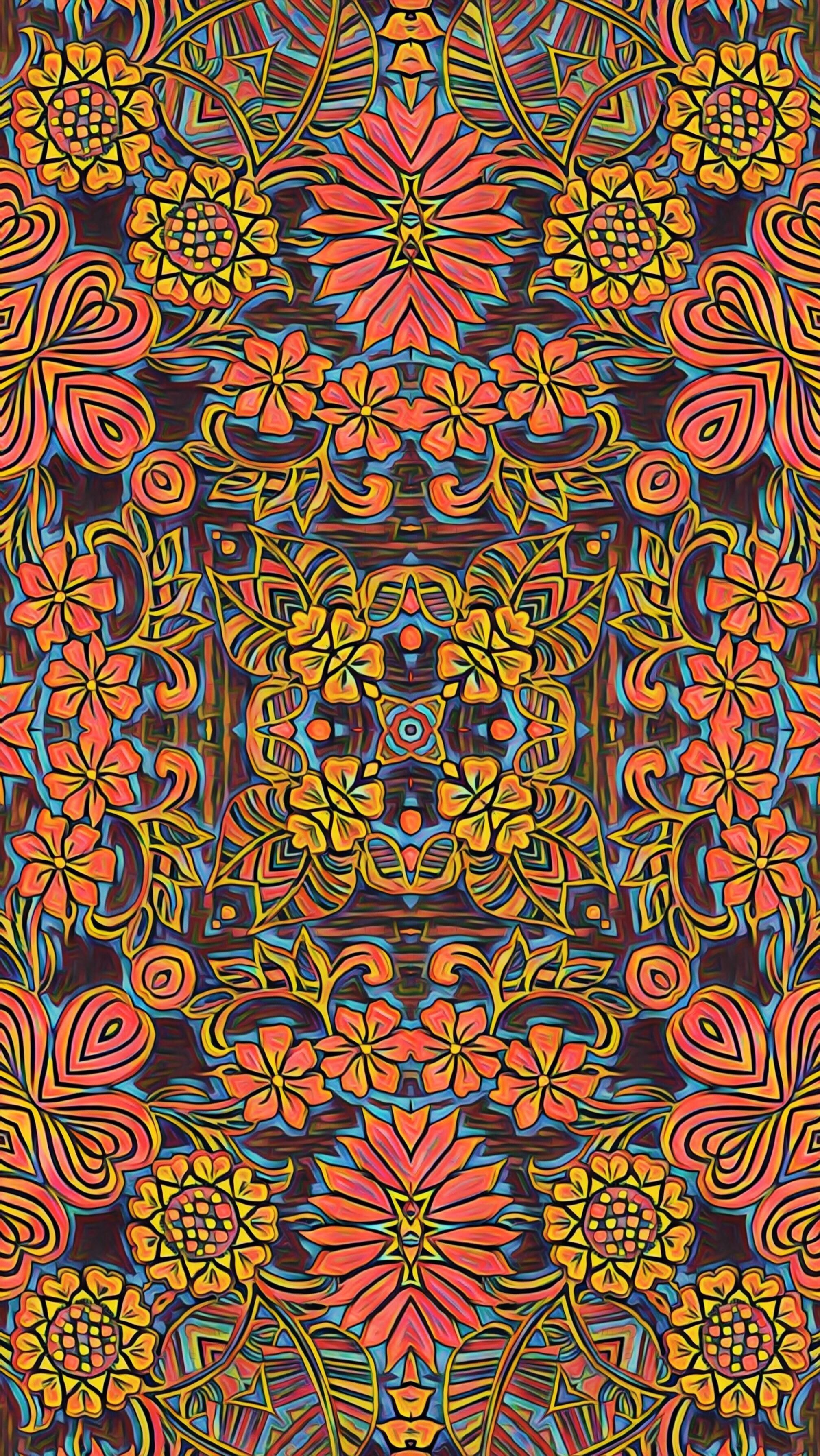 Mandala floreale groovy colorato, 2016x3579 Full HD Verticale, Smartphone