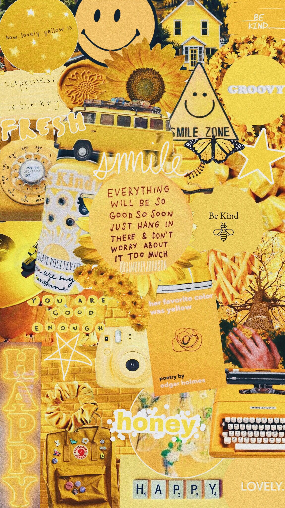 Collage giallo groovy retro, 1151x2047 Verticale, Telefono