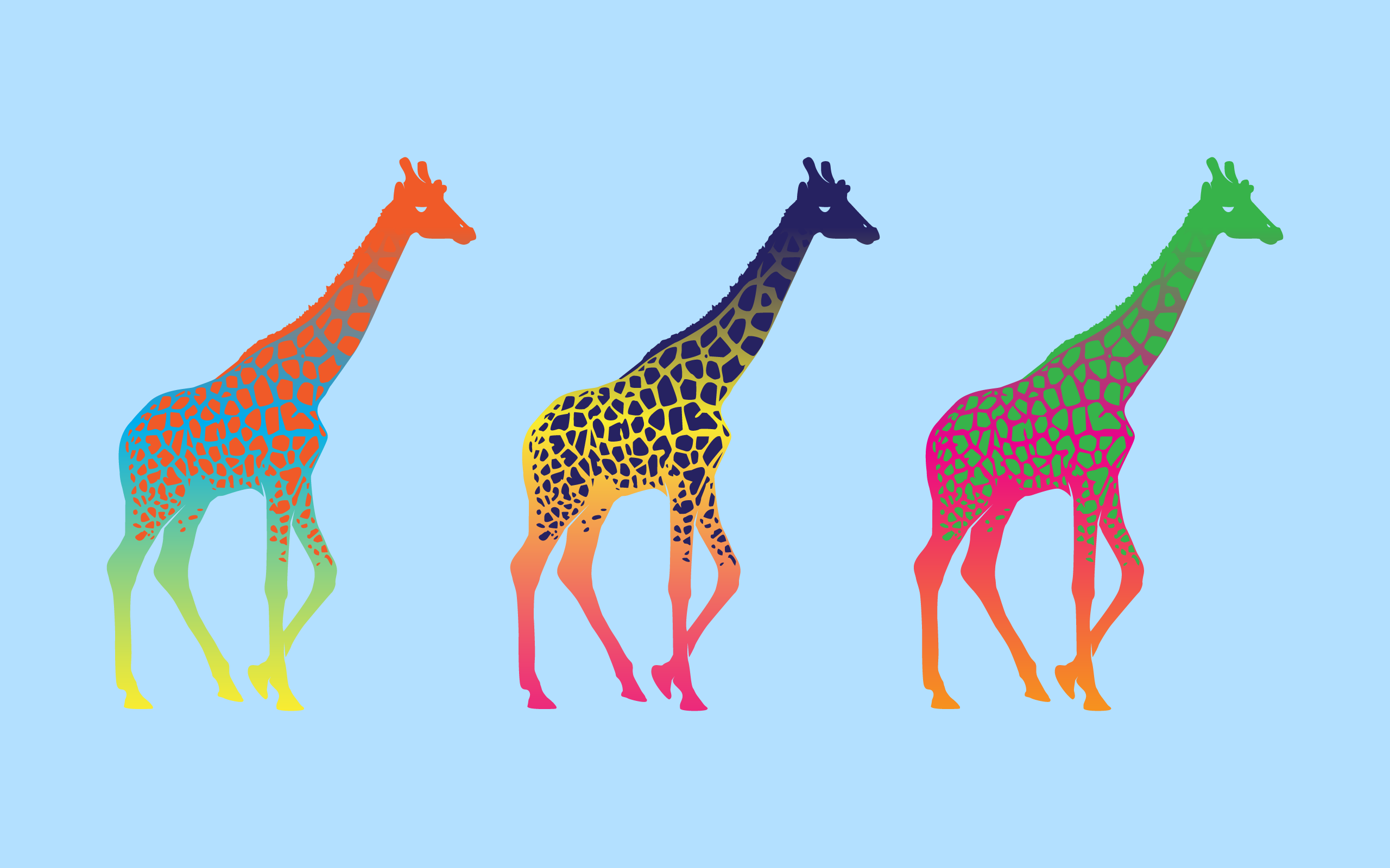 Giraffe colorate groovy retrò, 2560x1600 WQXGA, Notebook