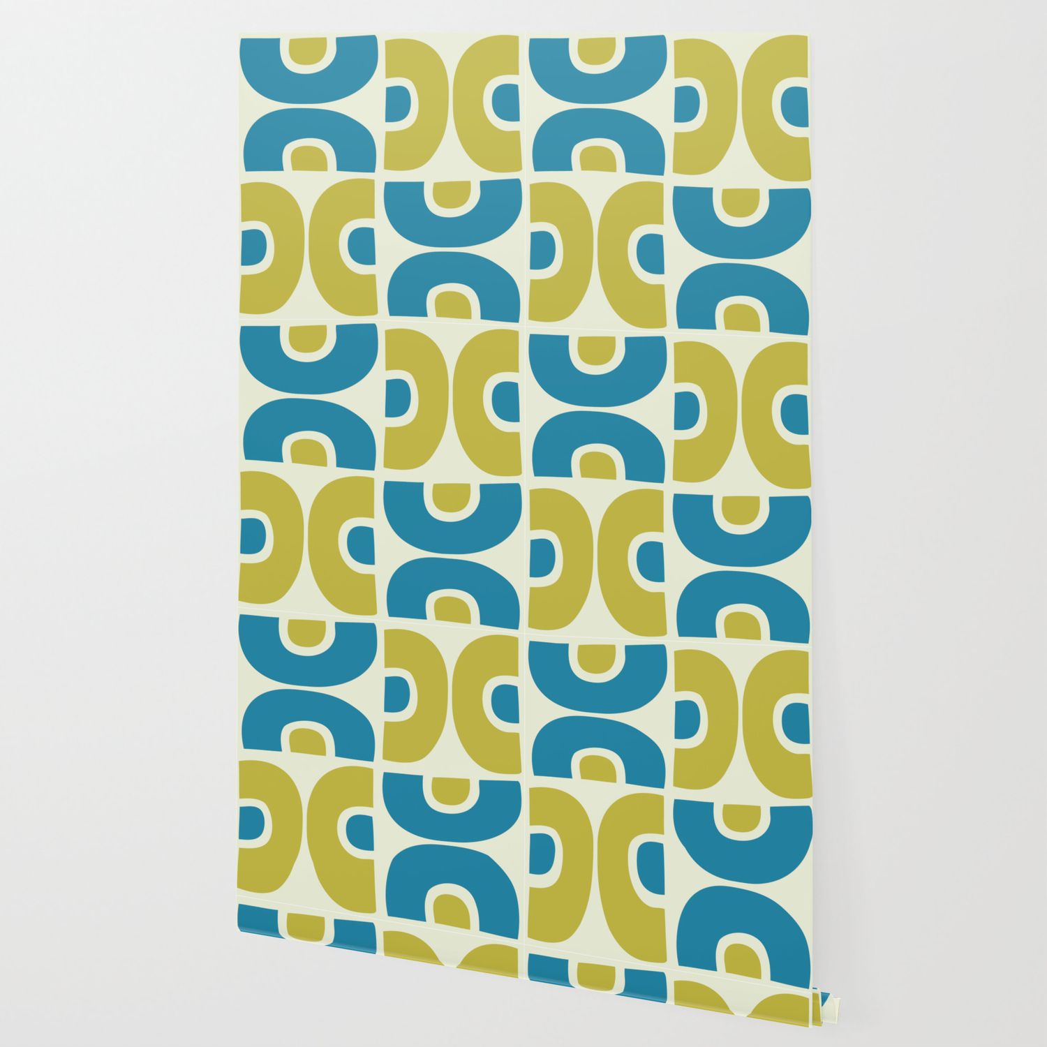 Pattern geometrico retro teal e senape, 1500x1500 720p, HP Laptop