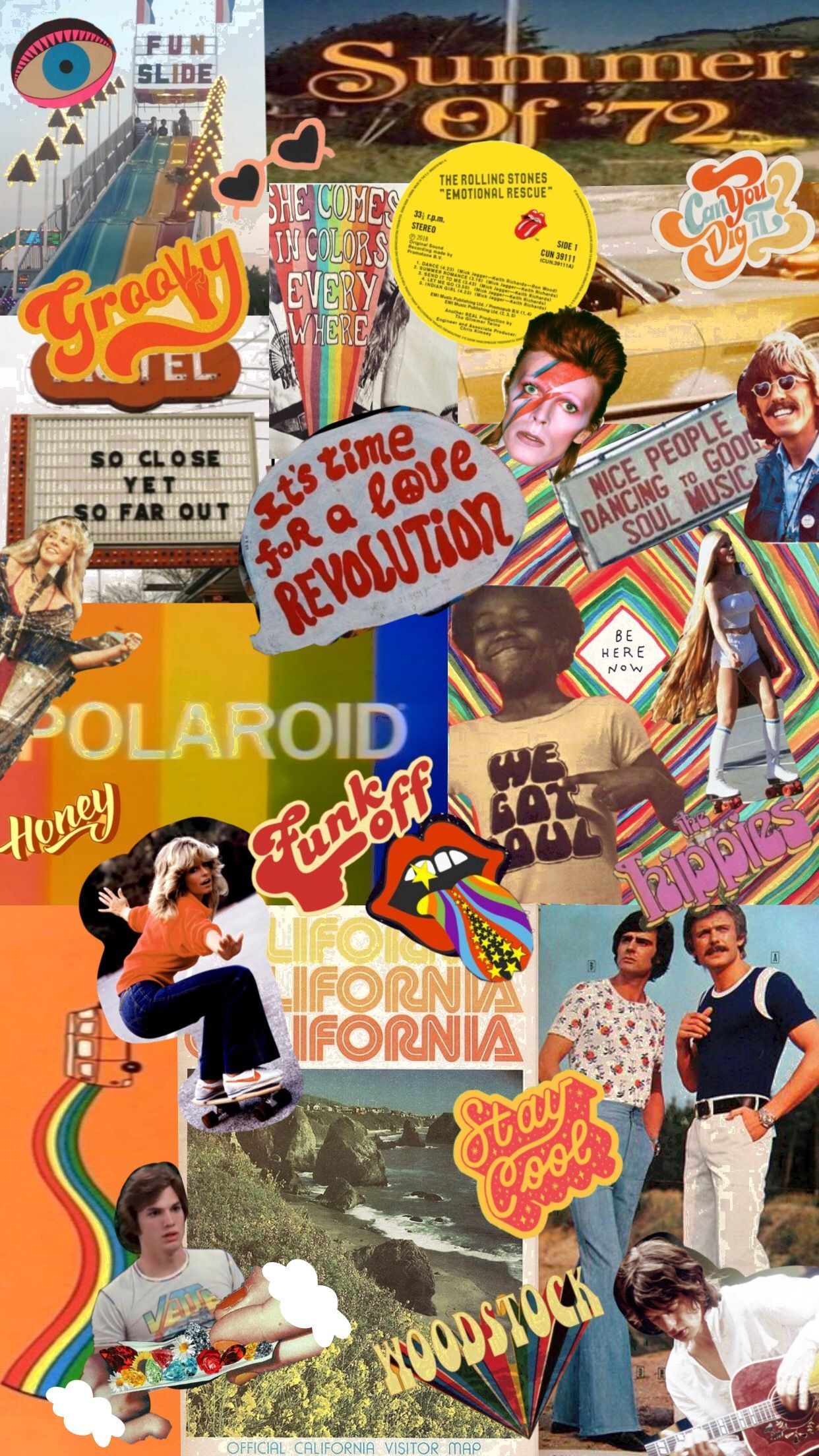 Collage vintage anni '70 groovy, 1242x2208 Verticale, Telefono