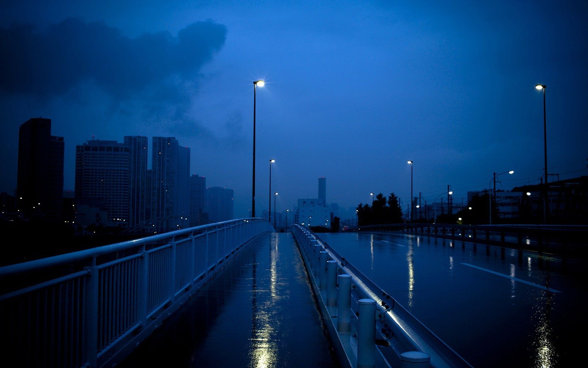 Ponte città notturno blu, 1920x1200 Full HD+, Desktop
