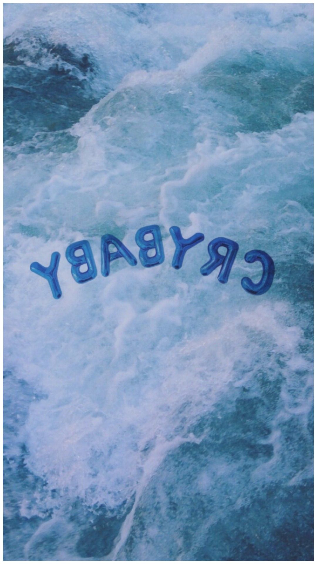 Scritta Crybaby su onde blu, 1080x1920 Verticale, Mobile