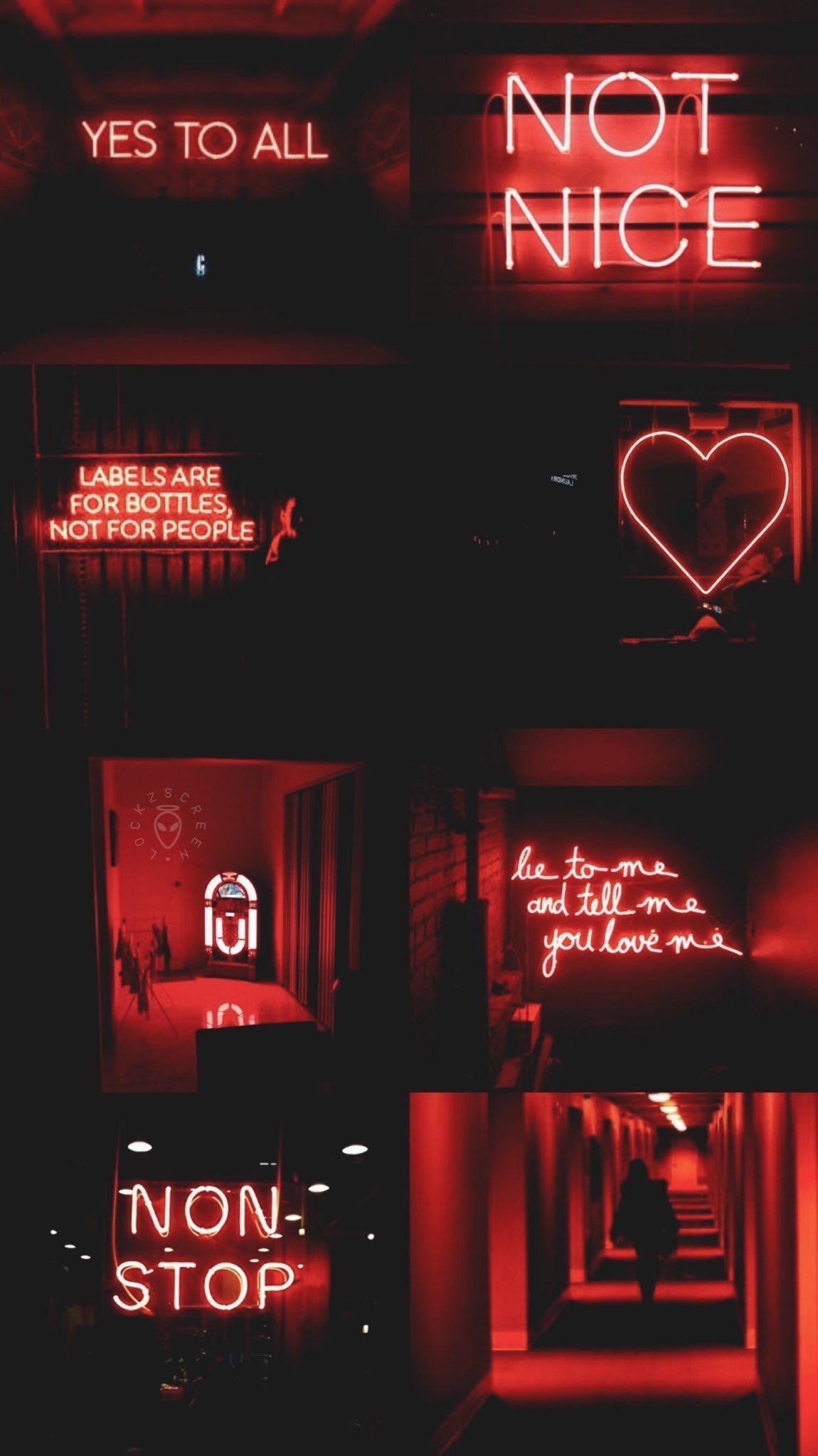 Collage estetico rosso neon, 1150x2048 Full HD Verticale, Smartphone