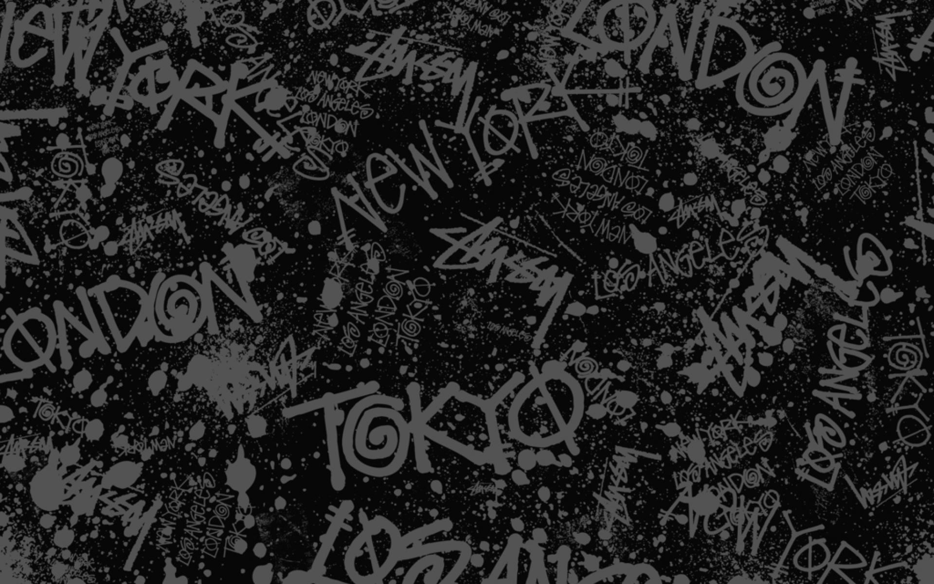 Graffiti città nomi grunge nero, 1920x1200 WUXGA, Laptop