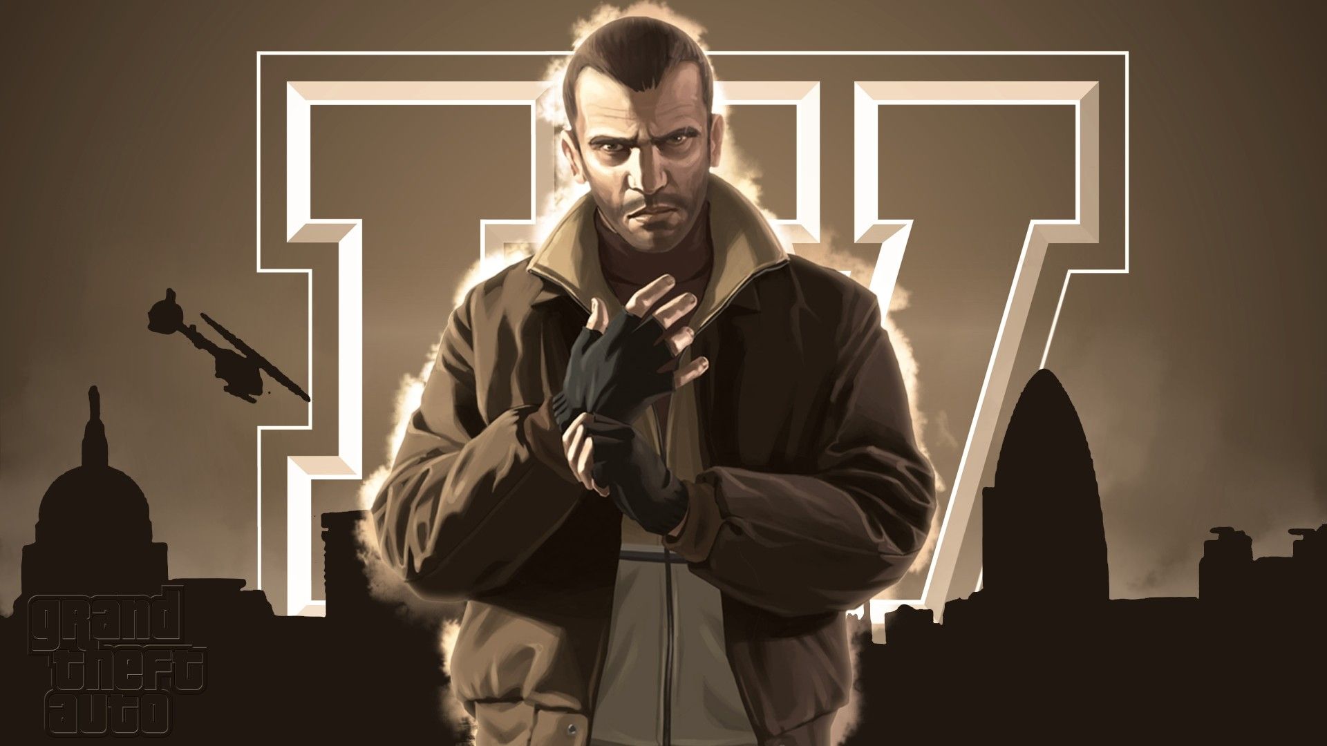 Niko Bellic GTA IV skyline, 1920x1080 Full HD 1080p, PC Desktop