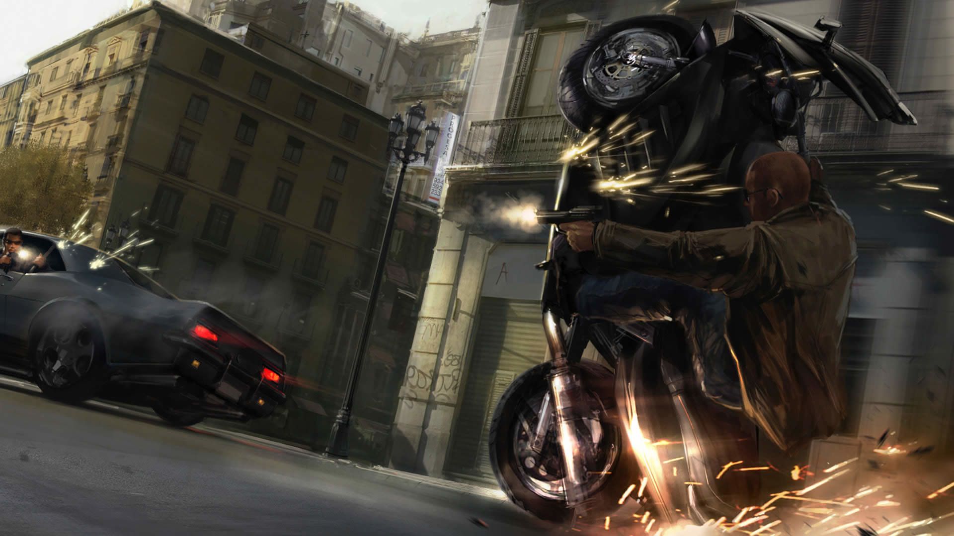 GTA IV moto scintille strada, 1920x1080 Full HD, PC Desktop