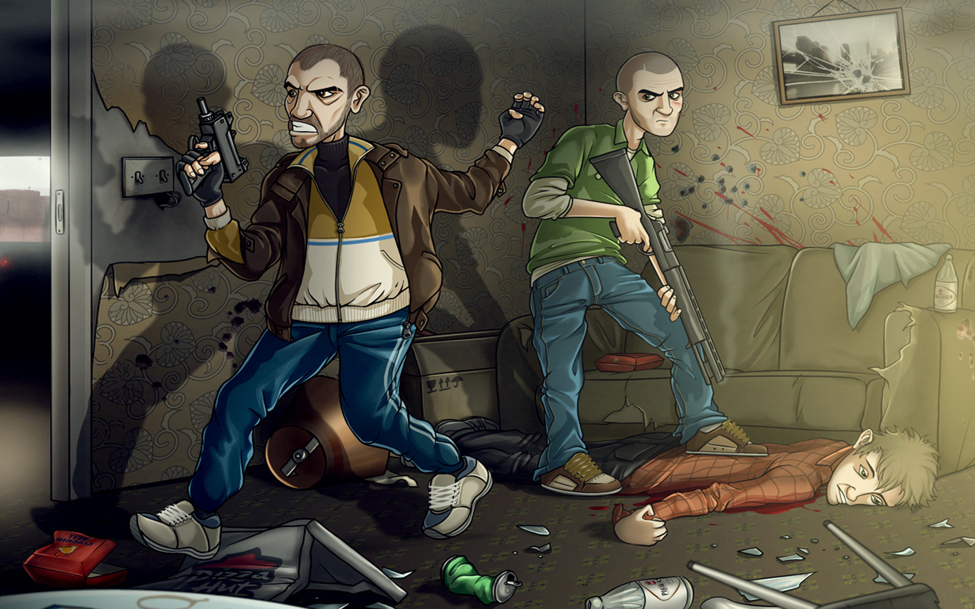 GTA 4 personaggi armati, 1920x1200 WUXGA, Laptop