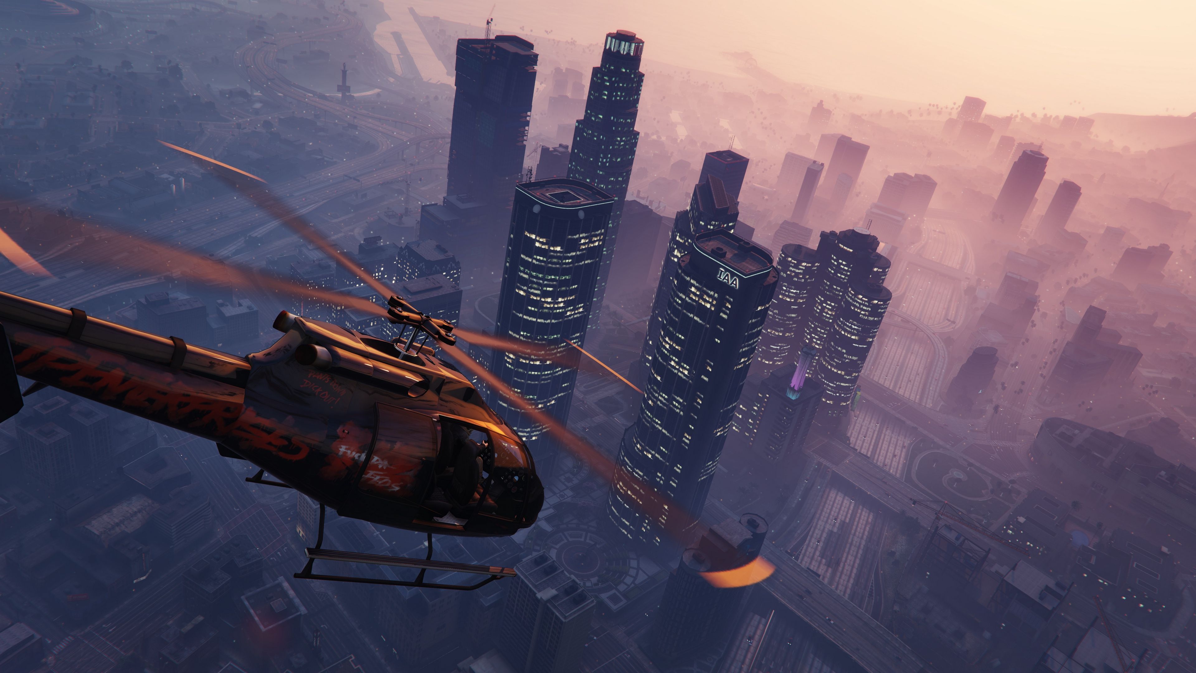 Elicottero GTA 5 città, 3840x2160 4K, Desktop 4K