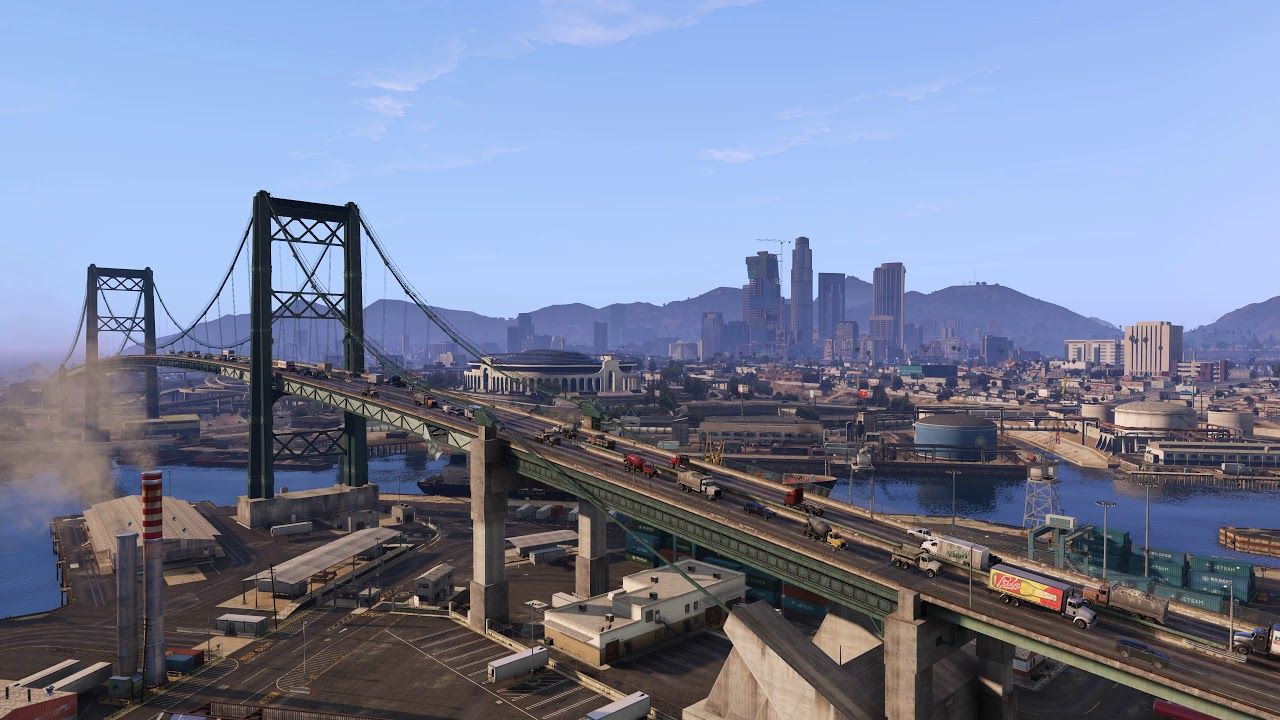 GTA 5 città con ponte, 1280x720 HD, Desktop