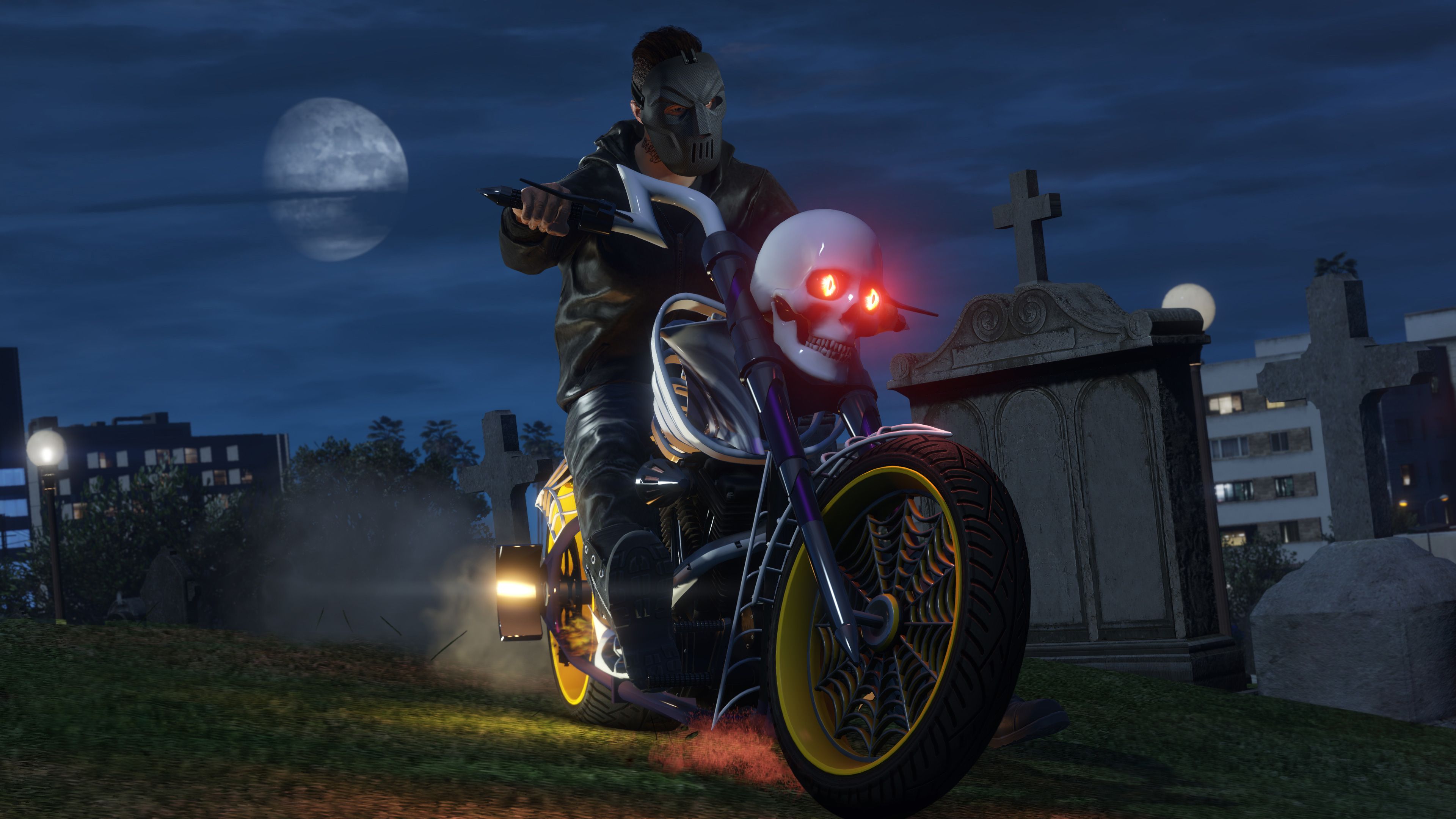 Motociclista GTA 5 notturno, 3840x2160 4K Ultra HD, Monitor 4K