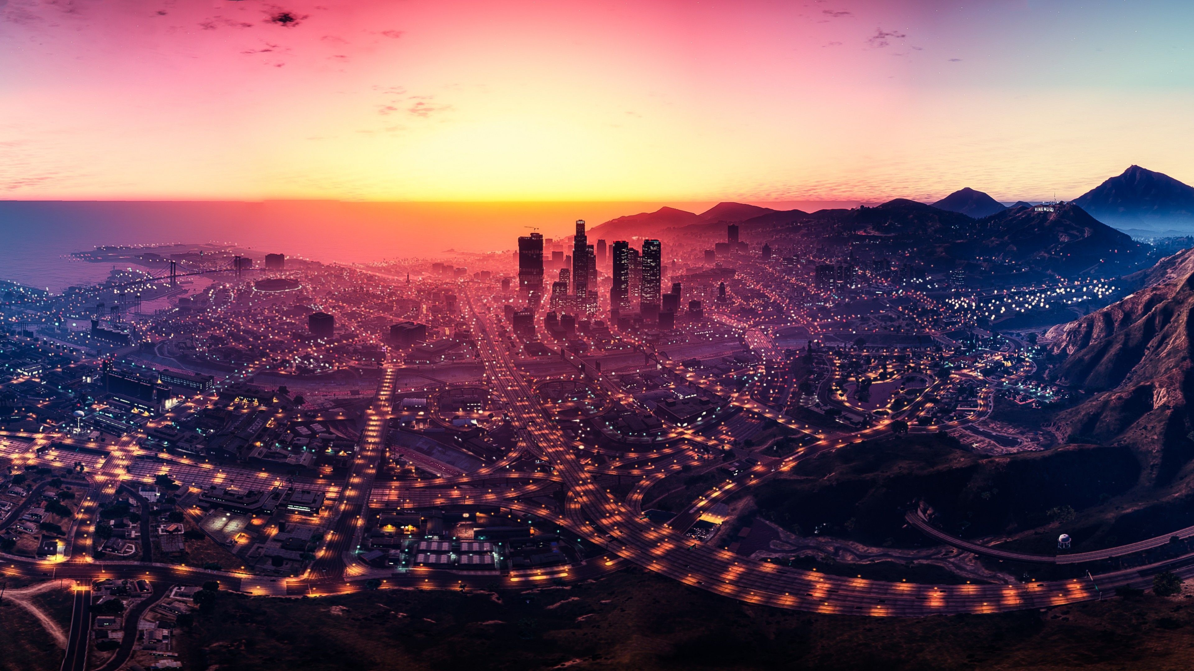 Los Santos GTA 5 tramonto, Grand Theft Auto, 3840x2160 4K, Desktop 4K