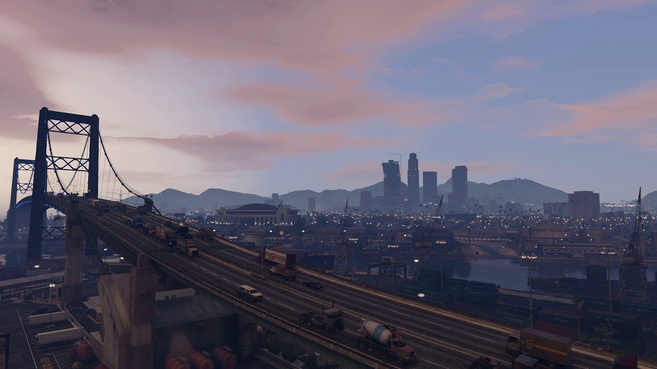 GTA 5 ponte e città, 1280x720 720p, Laptop