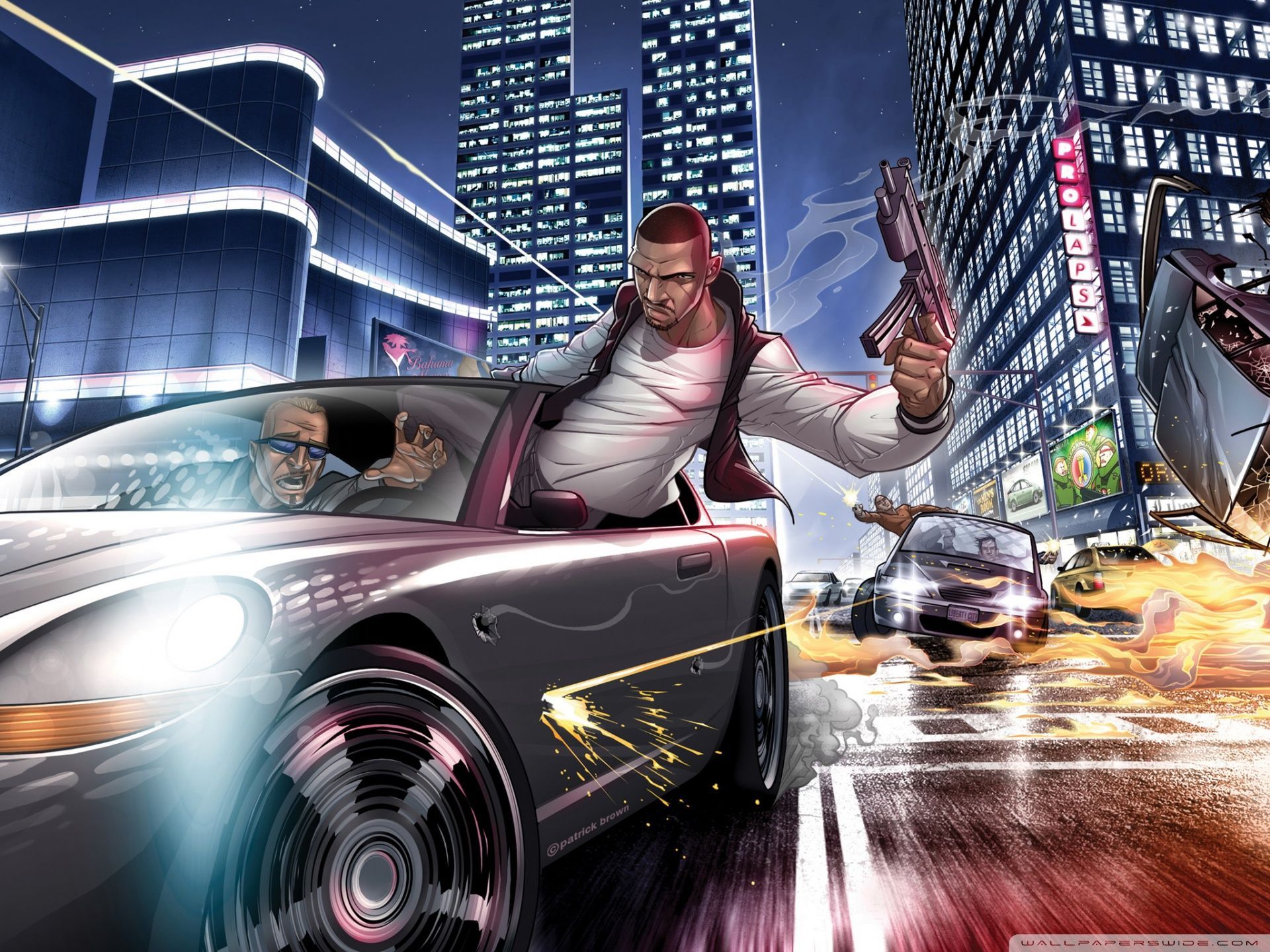 GTA personaggio con pistola, città, Grand Theft Auto, 1920x1440 WUXGA, Desktop