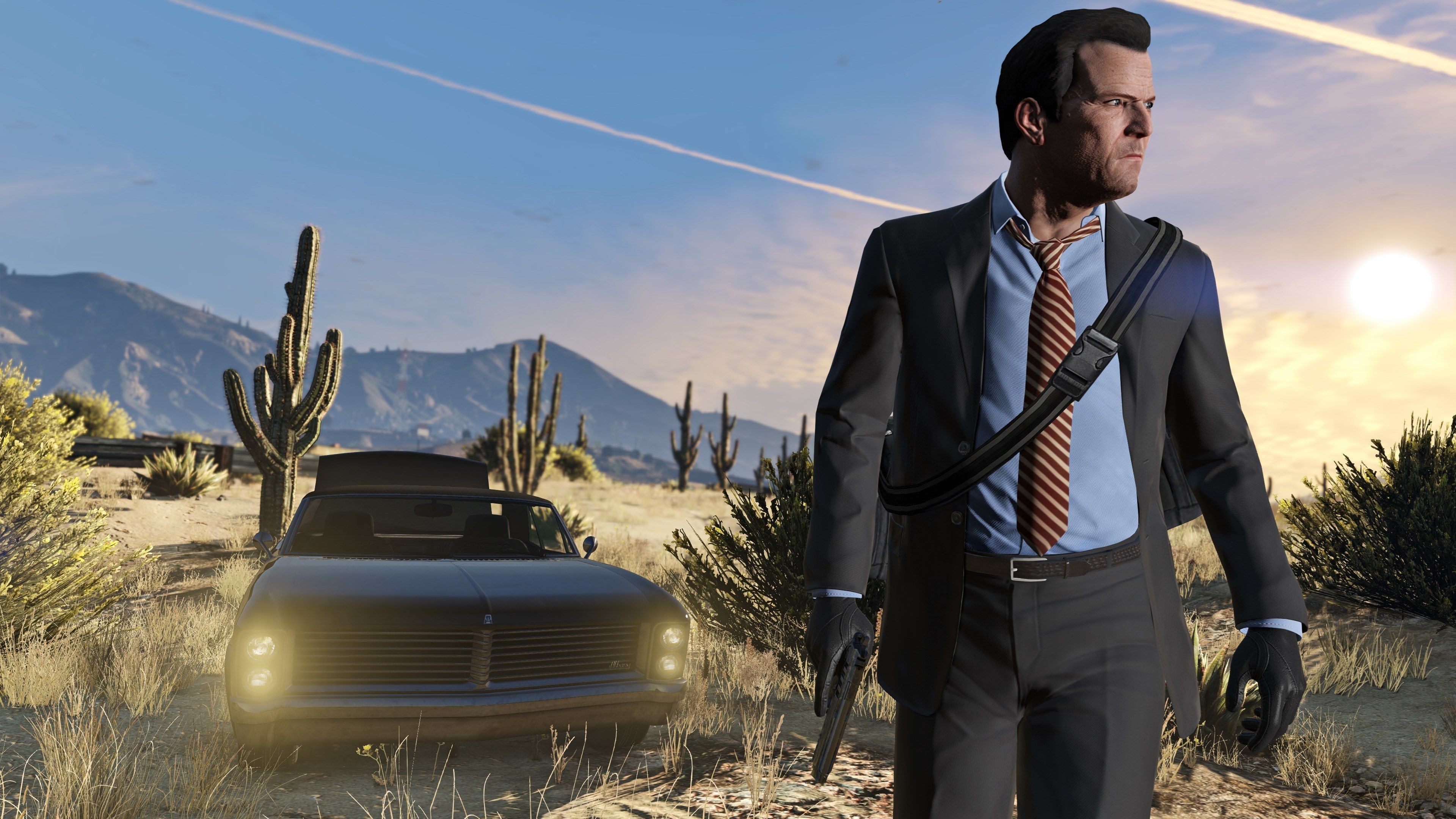 Personaggio GTA 5 deserto auto, 3840x2160 Ultra HD, Monitor 4K