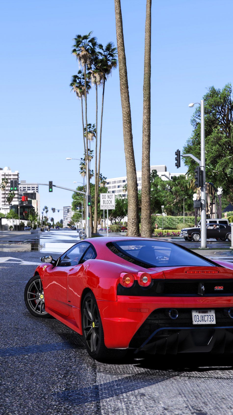 Ferrari rossa GTA V città, supercar italiana, 950x1689 Verticale, Mobile